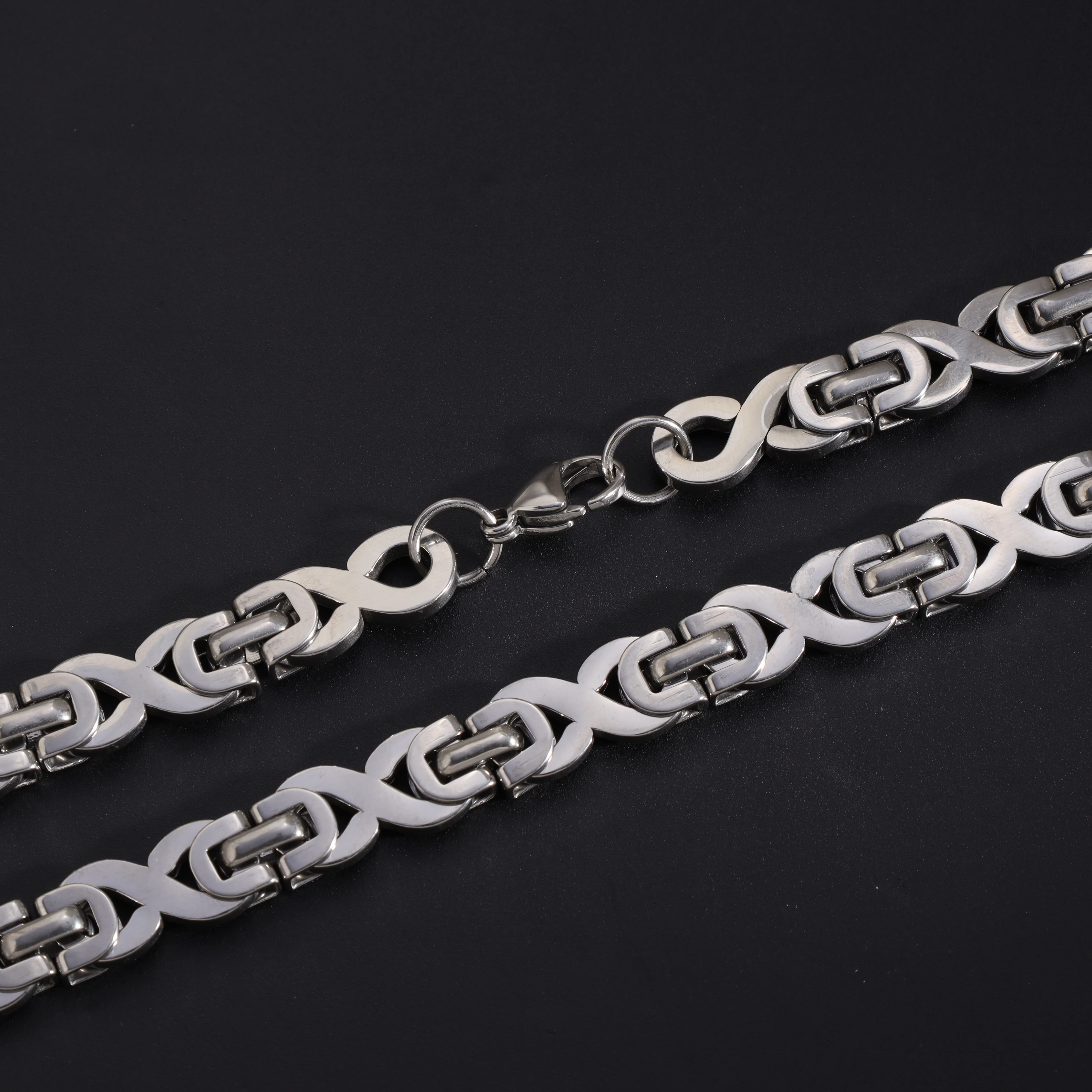 10mm Etrusker Infinity Kette flache Königskette 60cm aus Edelstahl - Image 4
