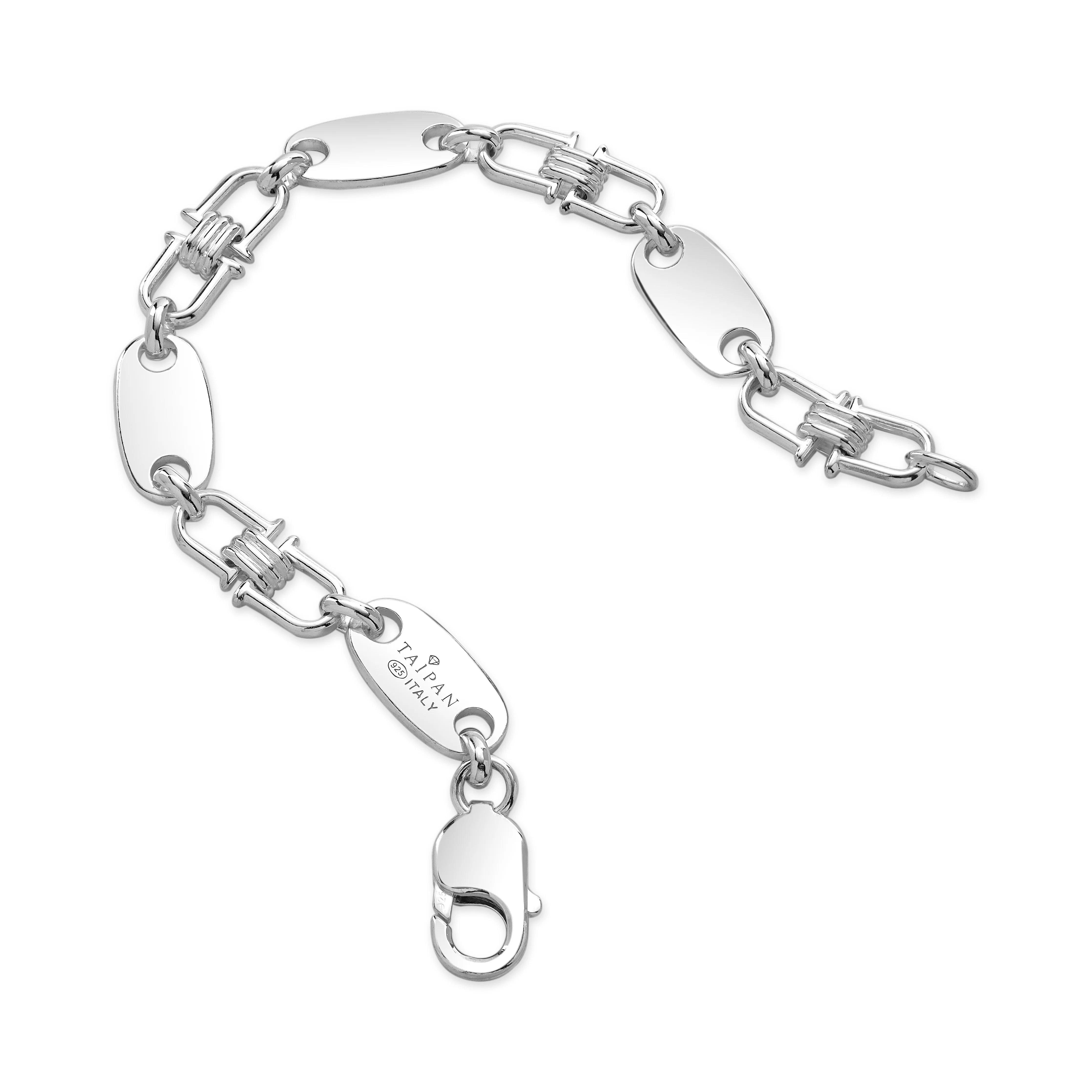 10mm Plattenkette bewegliche Steigbügelkette Armband - 925 Silber - Image 10
