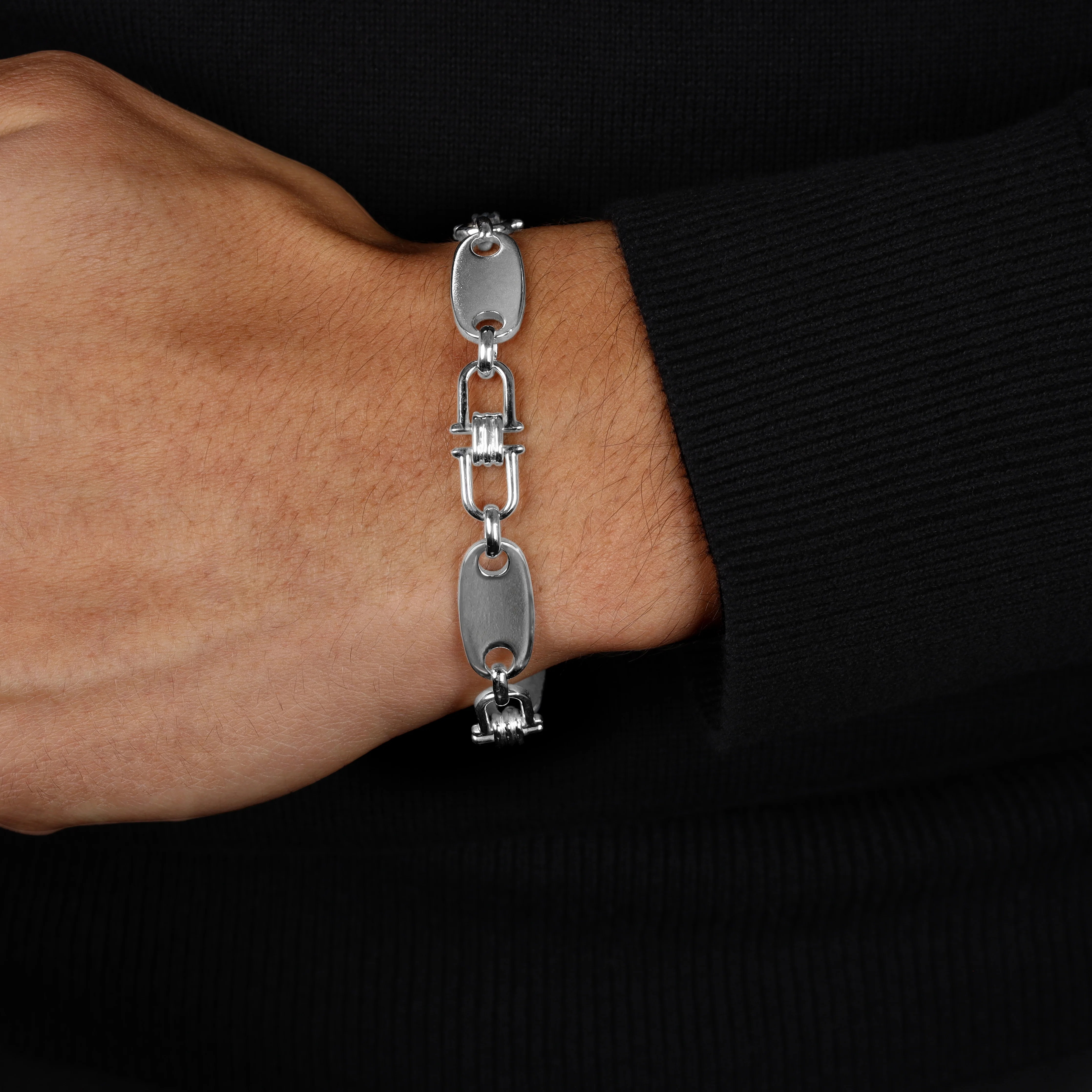 10mm Plattenkette bewegliche Steigbügelkette Armband - 925 Silber - Image 7