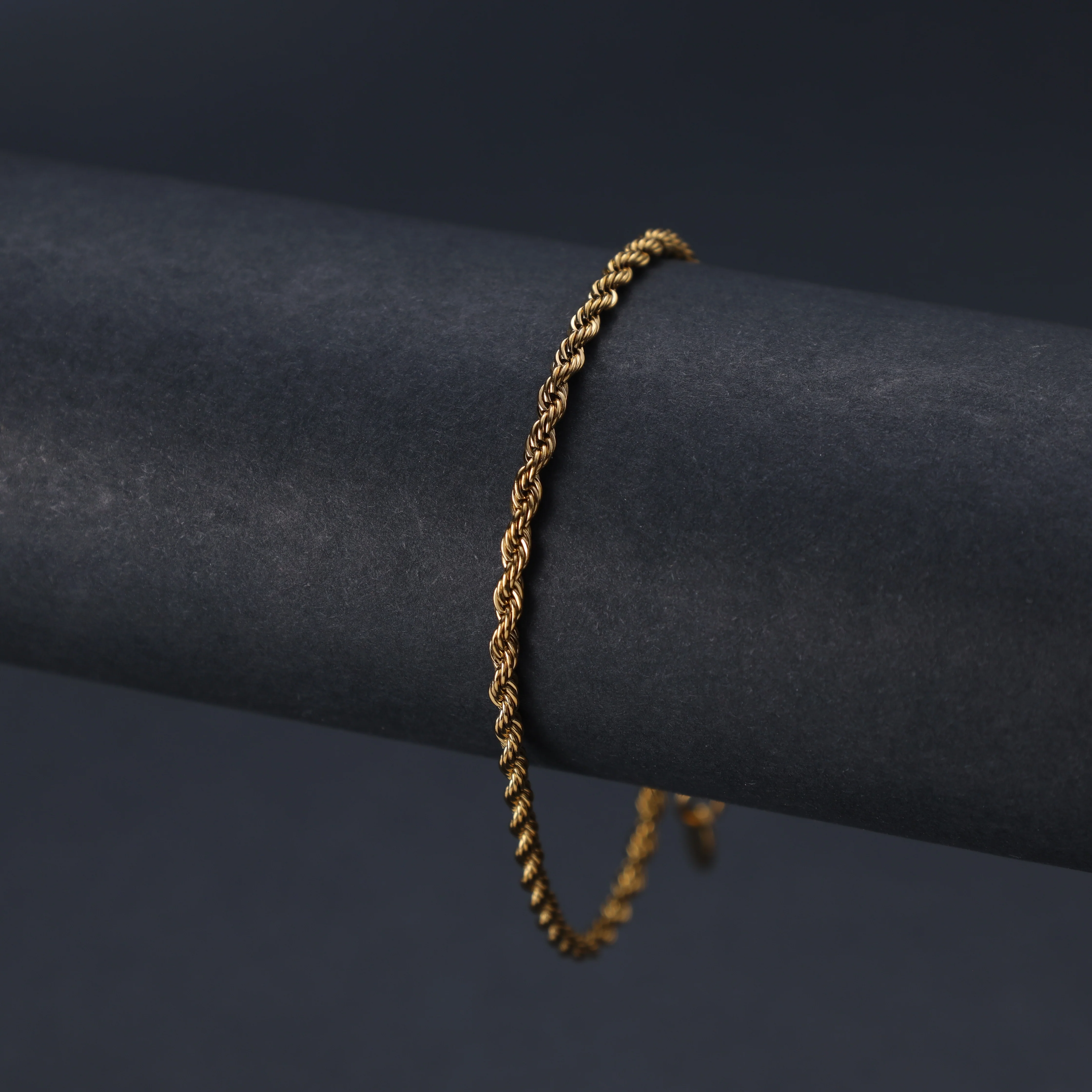 2mm Kordelkette Armband aus Edelstahl - vergoldet - Image 3