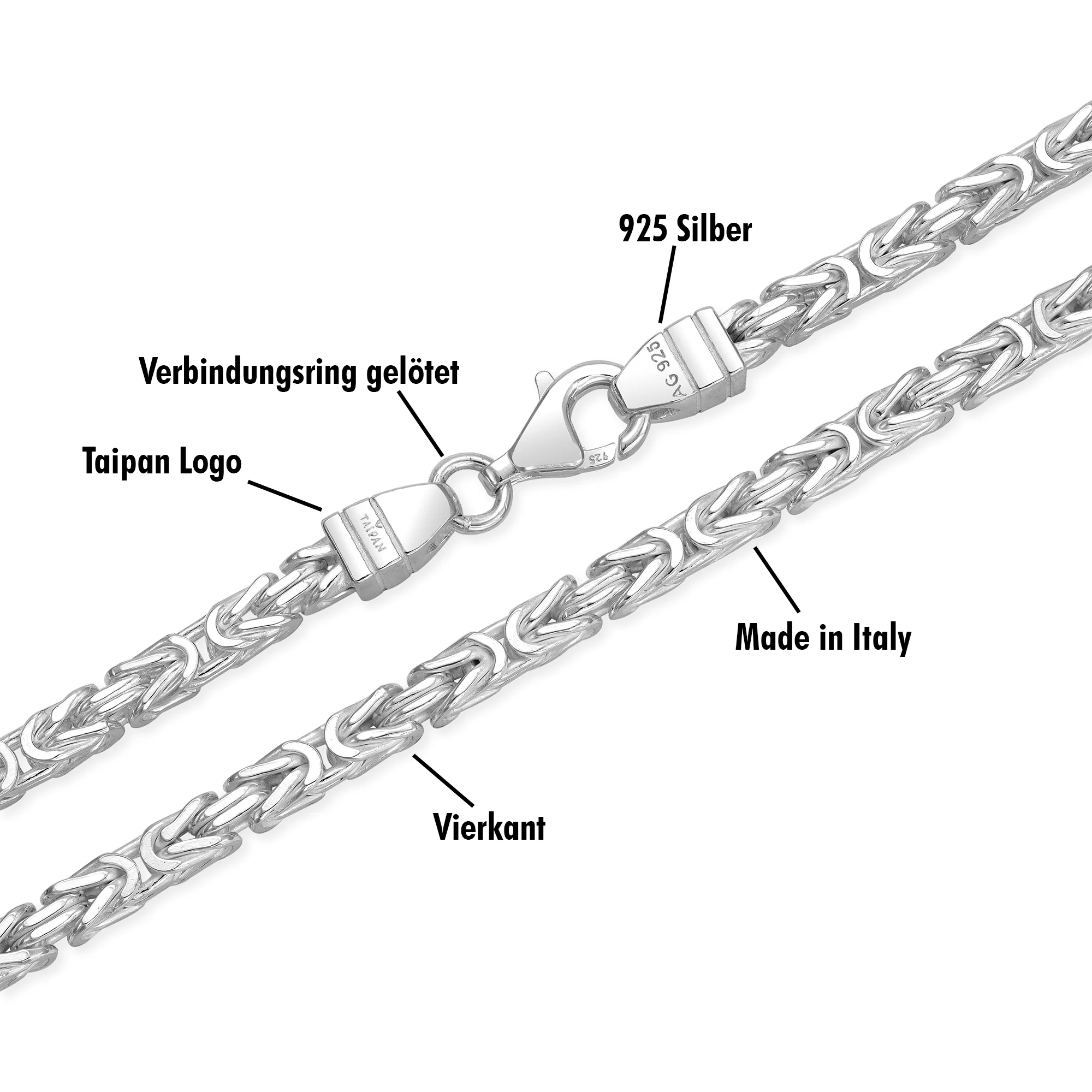 3mm Königskette - 925 Silber massiv vierkant hochglanzpoliert - Image 3