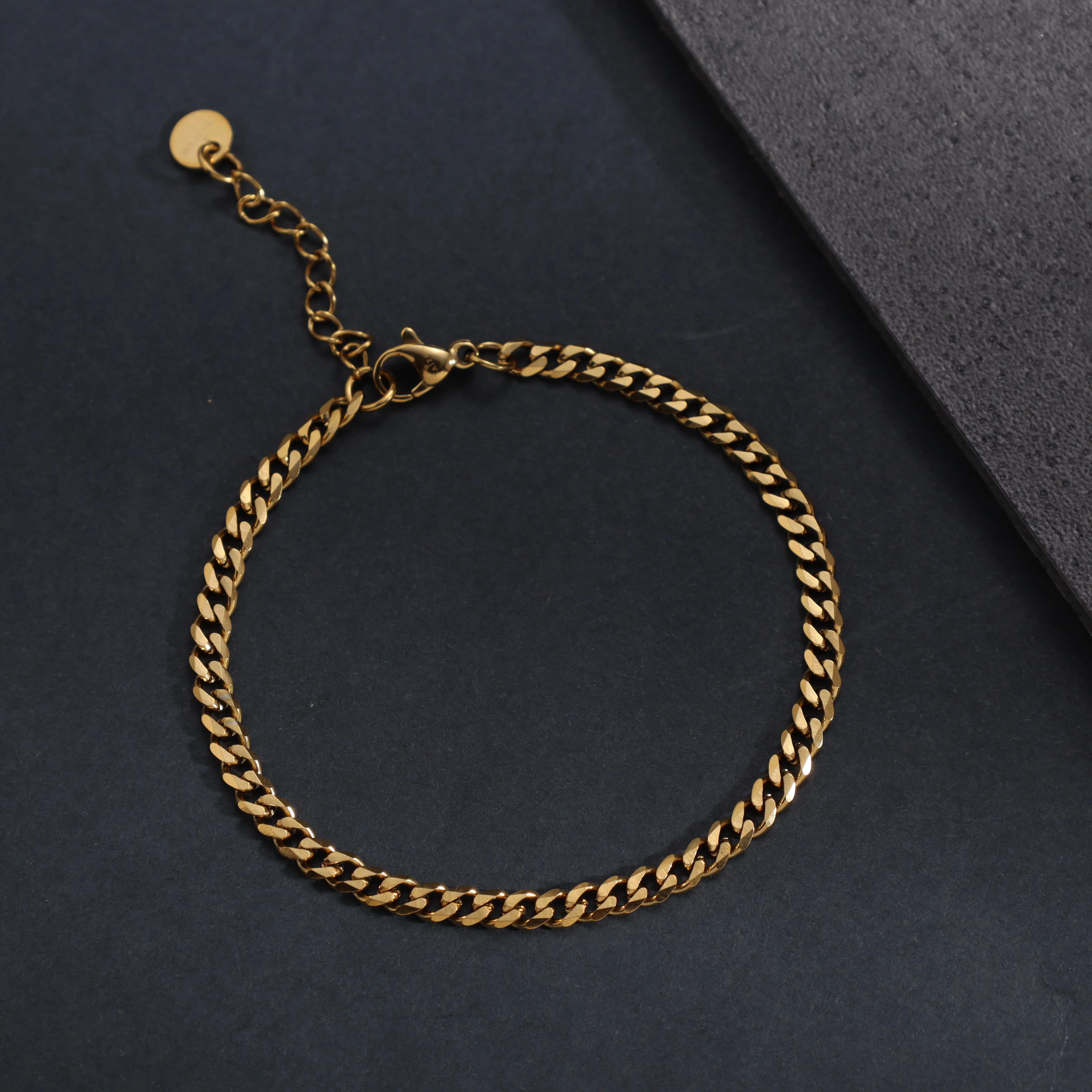 3mm Panzerkette Armband aus Edelstahl - vergoldet - Image 2
