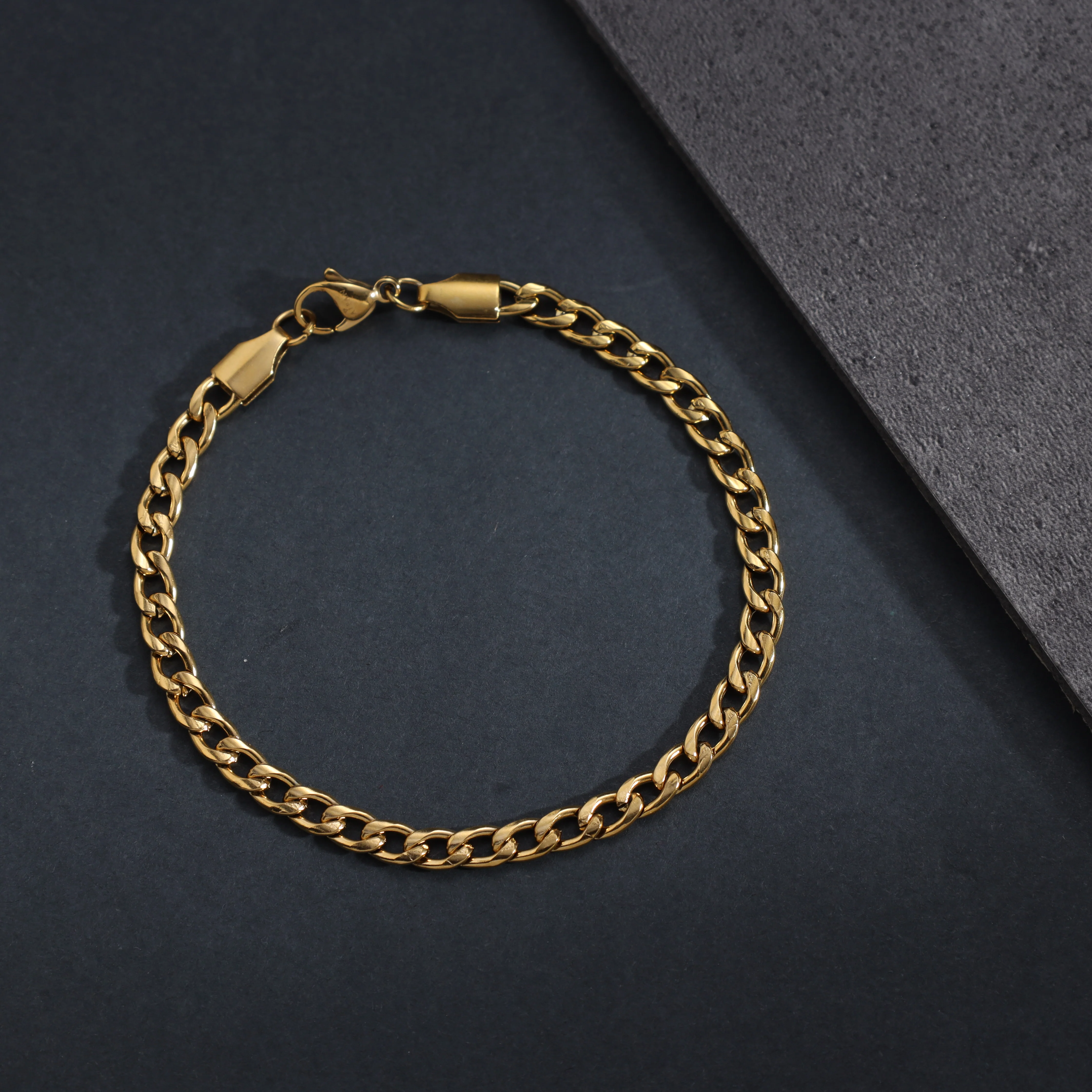 4mm Panzerkette Armband aus Edelstahl - Vergoldet