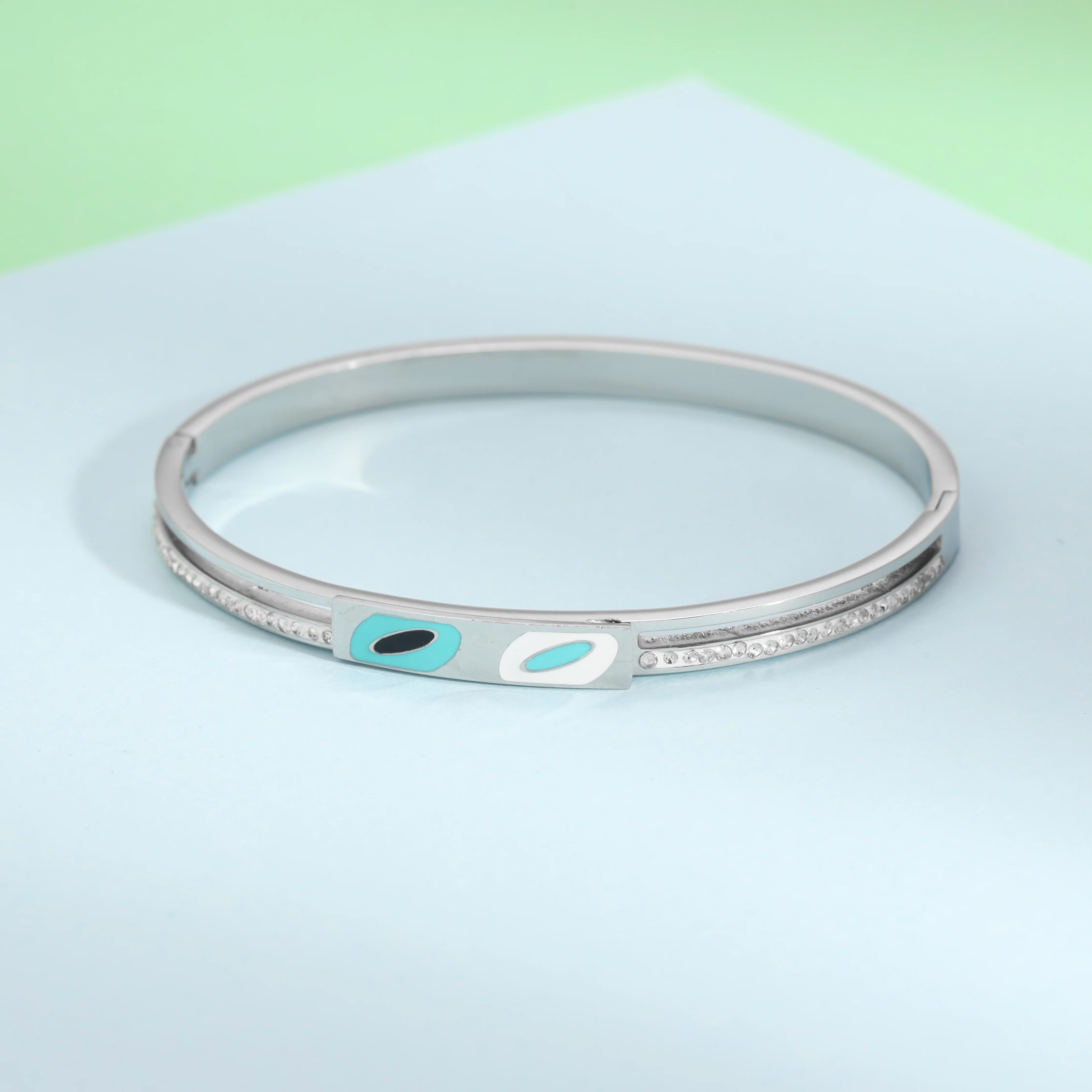 5mm Damen Armreifen Armband türkis aus Edelstahl - Image 3