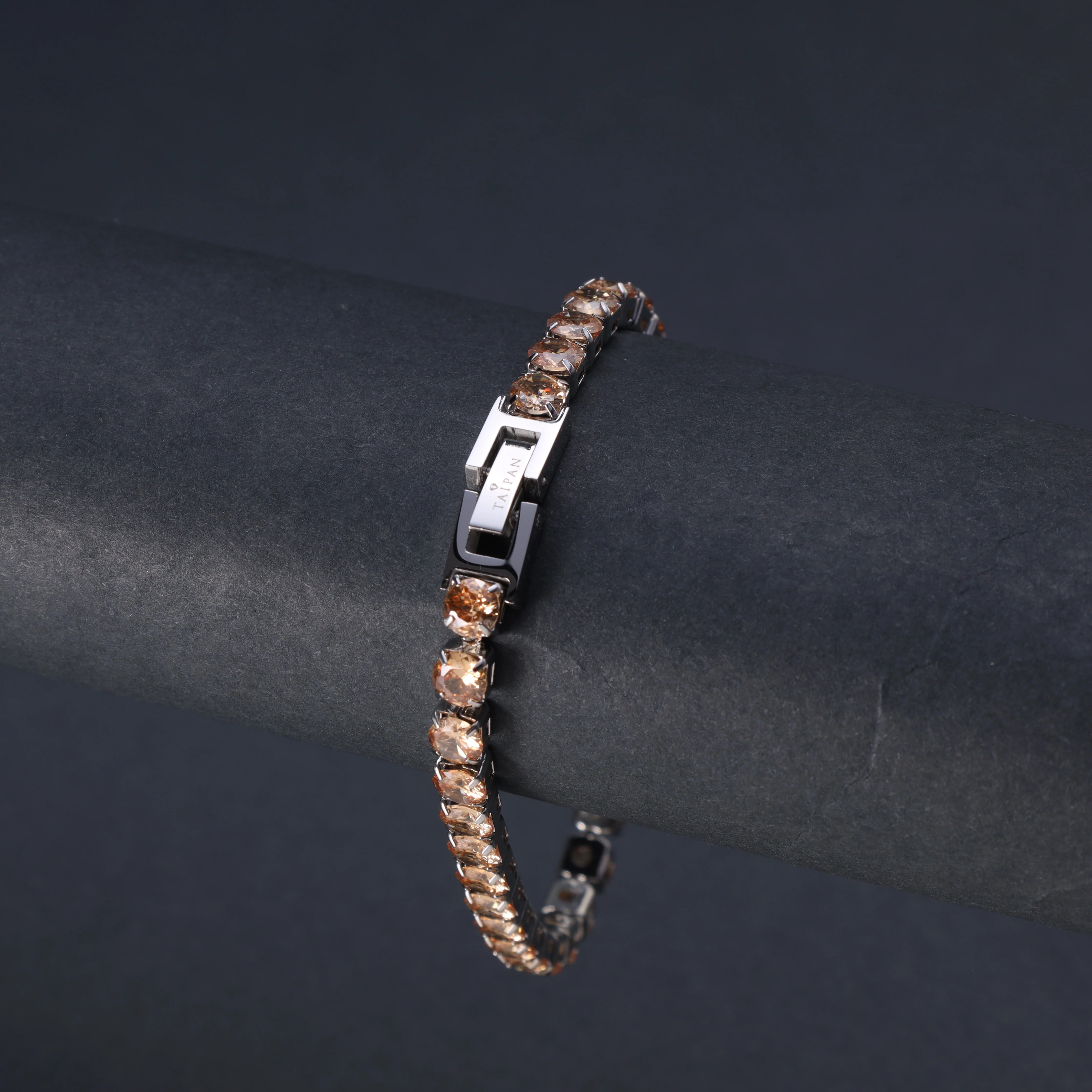 5mm Tennis Chain Armband Champagner / Hellbraun aus Edelstahl VVS - Image 5
