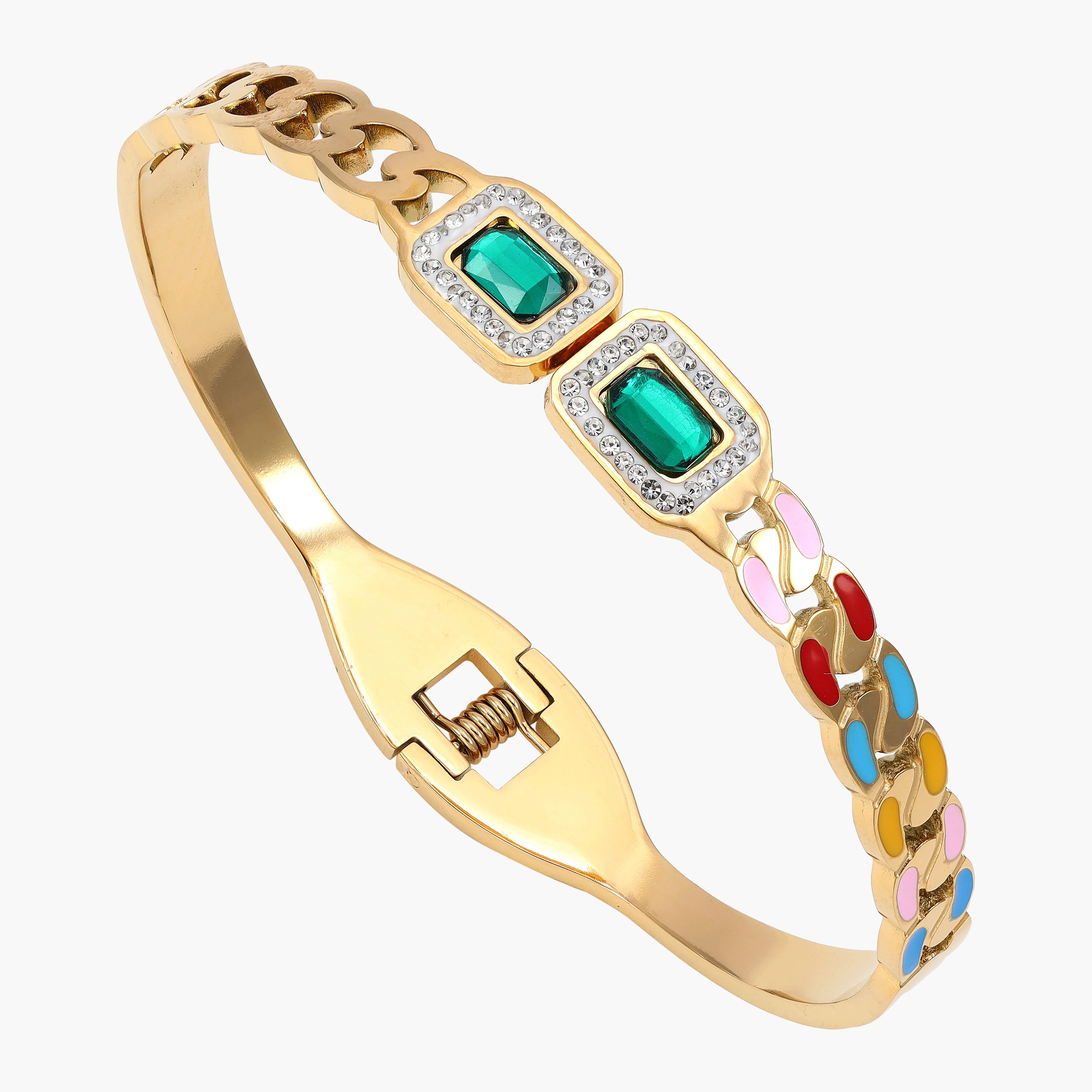 6mm Multicolor Damen Armreifen Armband - Vergoldet