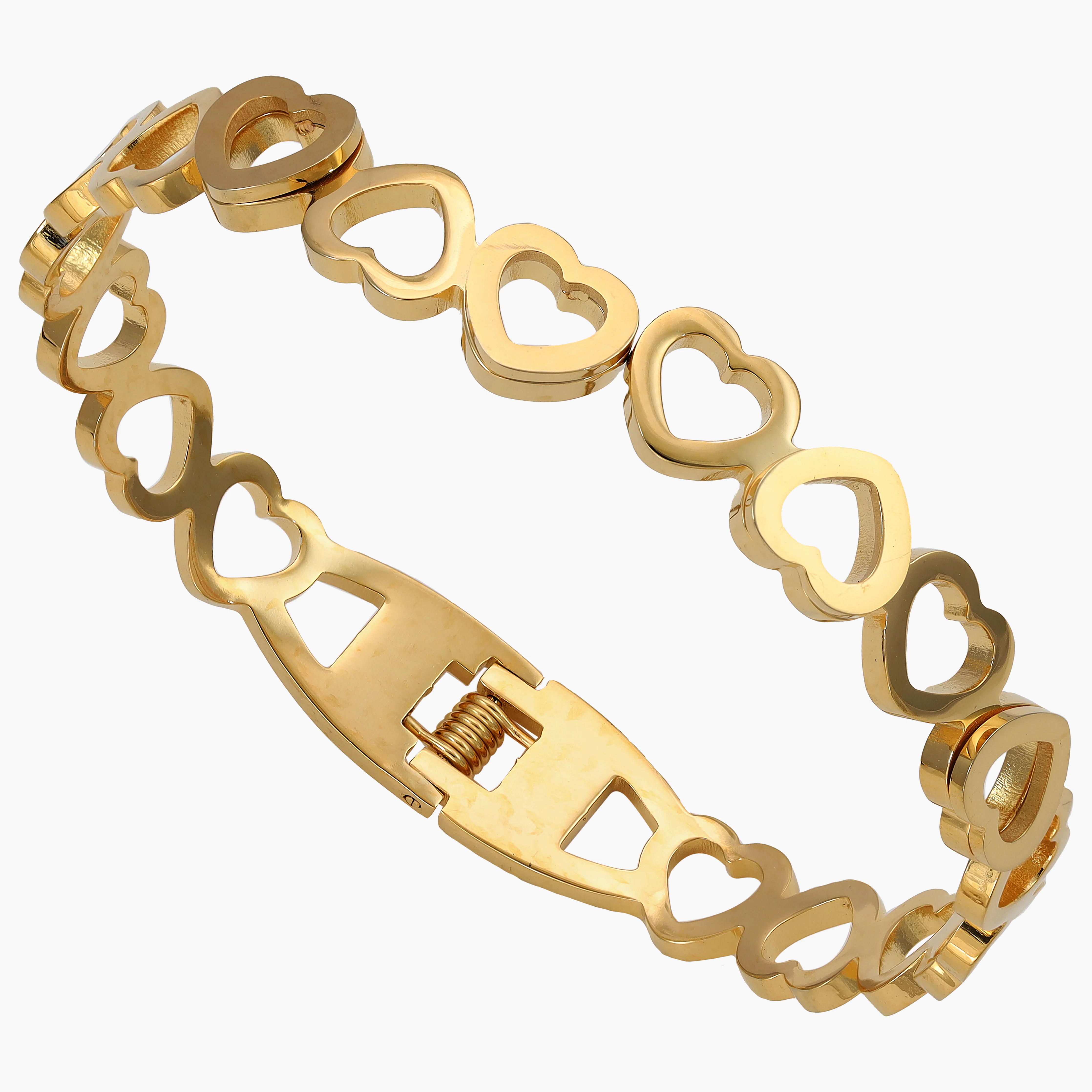 8mm Damen Armreifen Herz Armband aus Edelstahl - Vergoldet