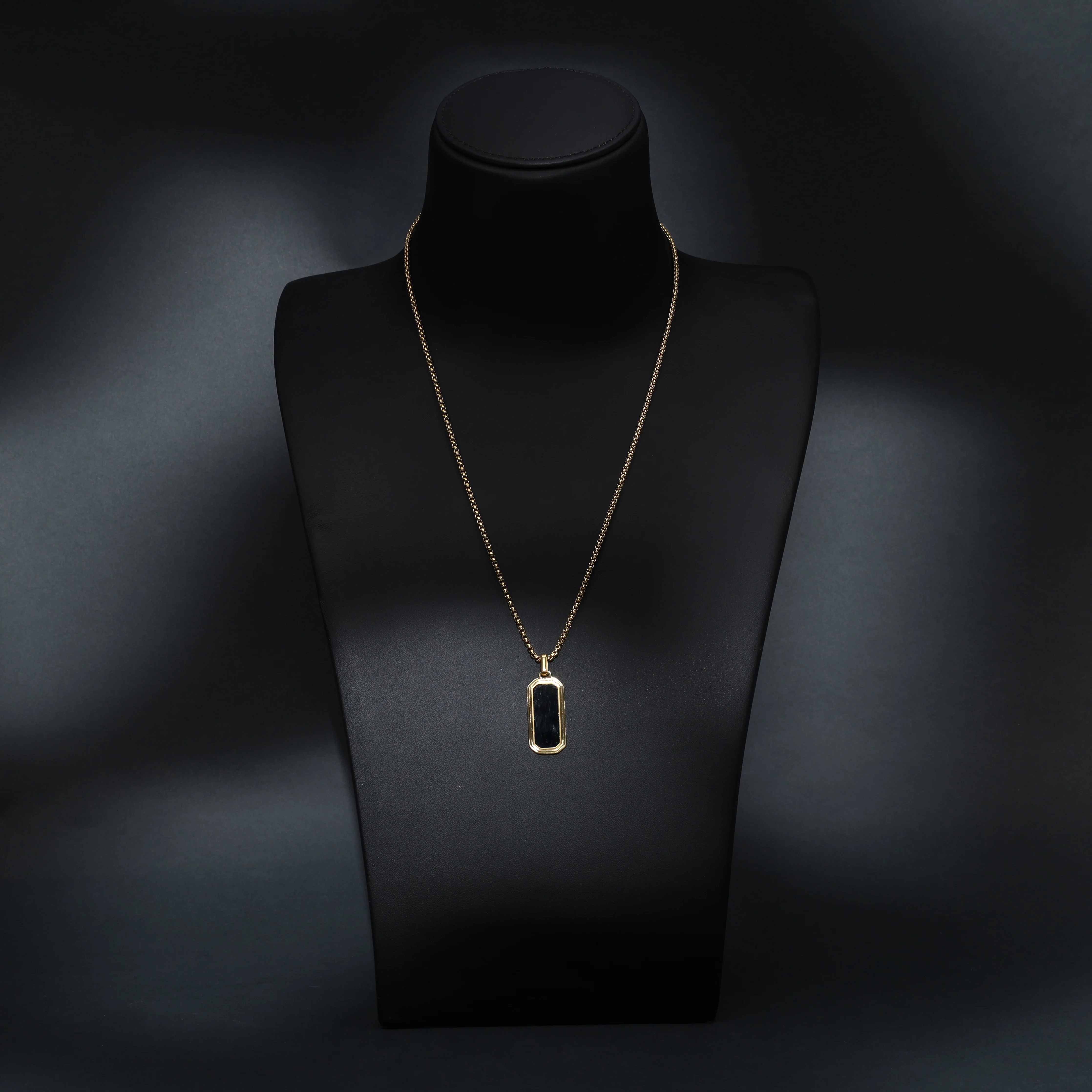 Box Chain Kette mit Anhänger aus Edelstahl - vergoldet - Image 3