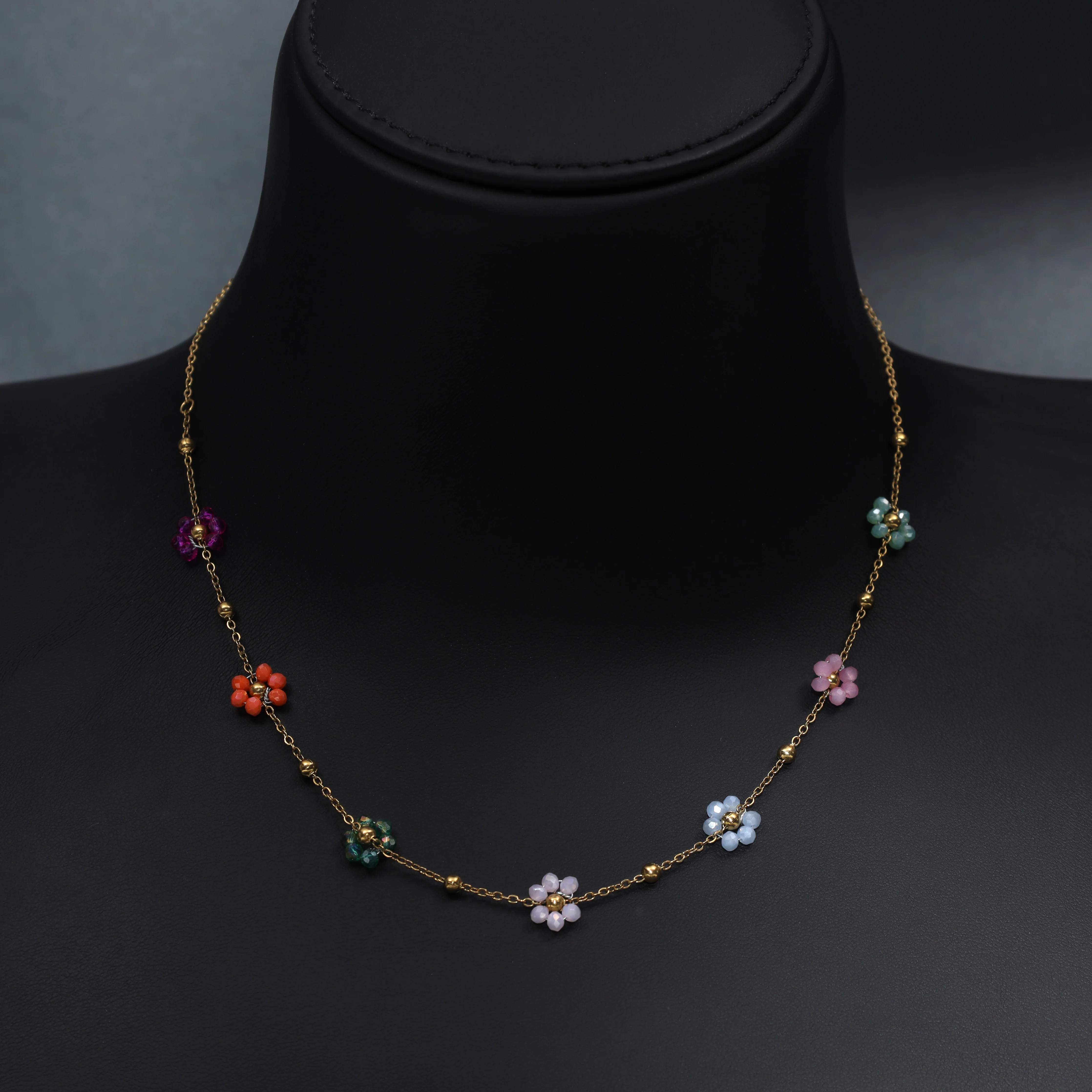 Damen Ankerkette mit Blumen aus Edelstahl - Vergoldet - Image 3