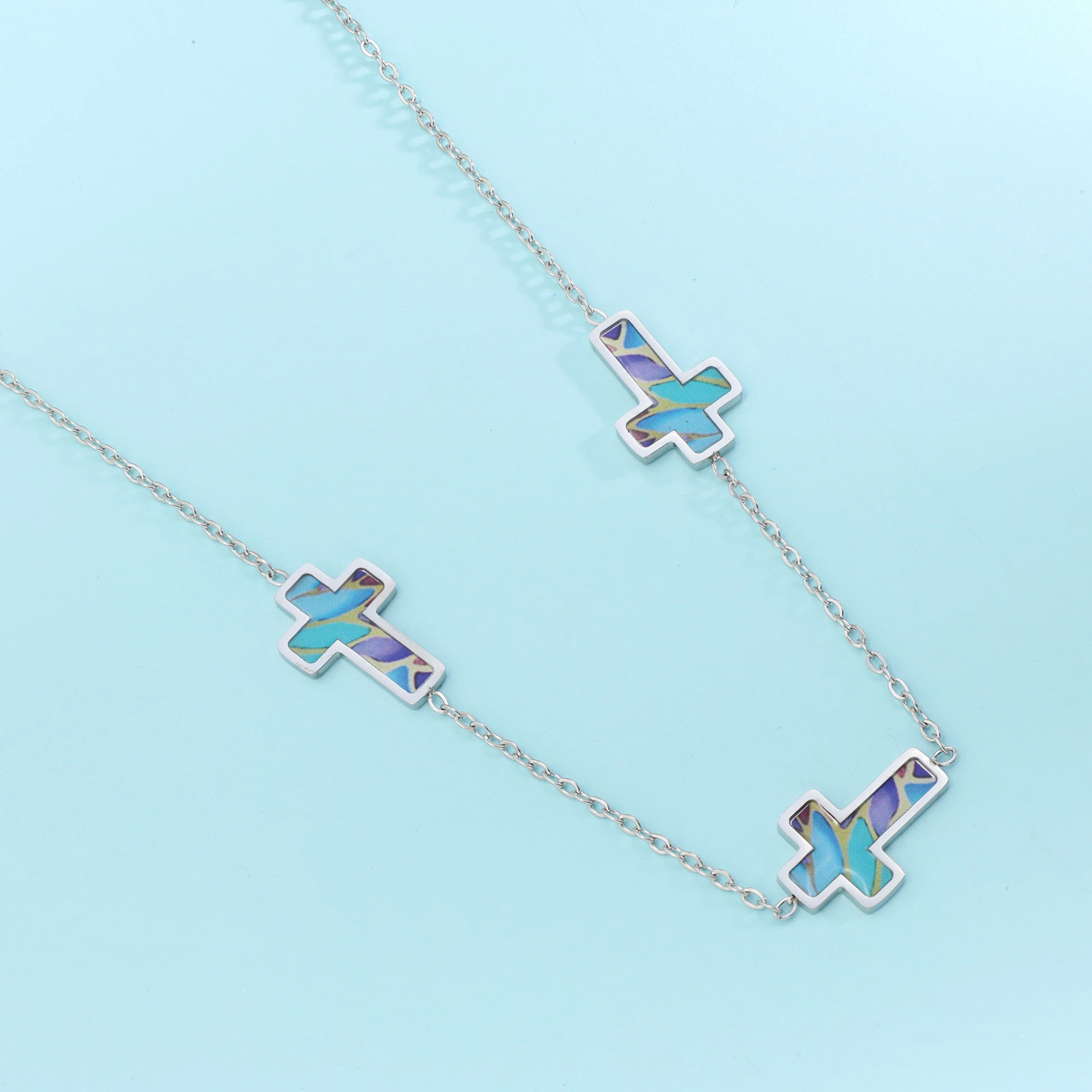 Damen Kette mit 3 Kreuzen aus Edelstahl - Image 2