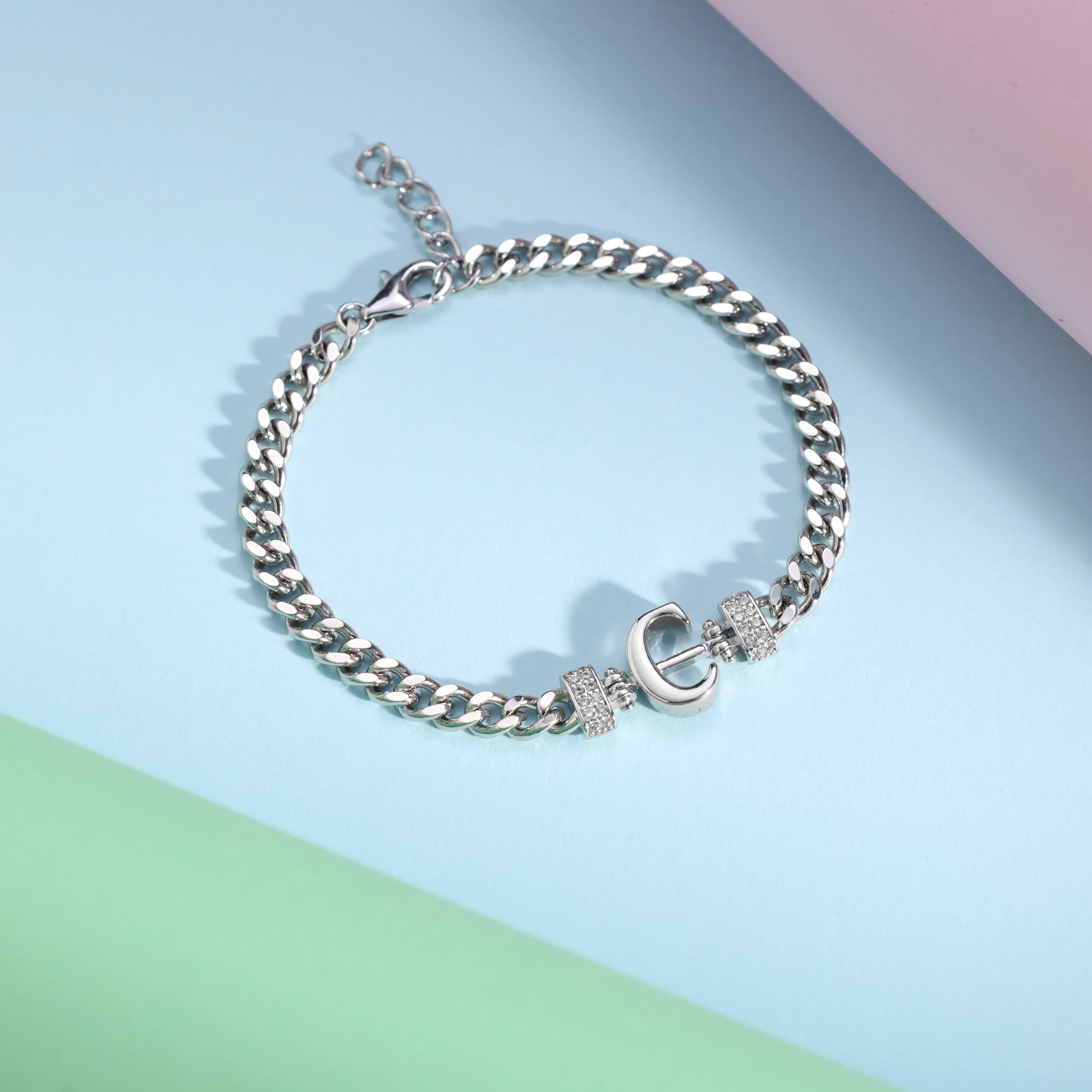 Damen Panzerkette Armband mit Buchstaben A-Z - Image 9