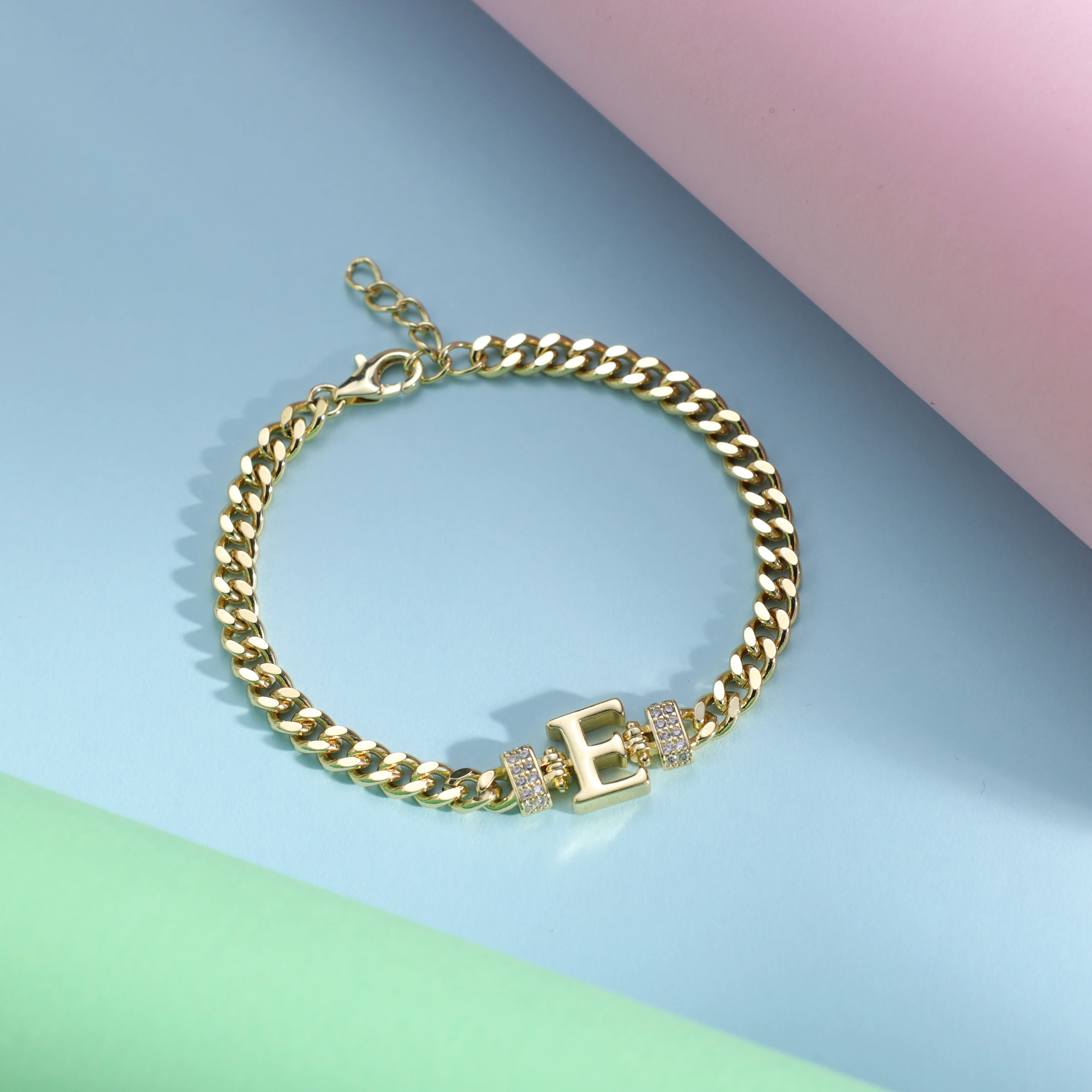 Damen Panzerkette Armband mit Buchstaben A-Z - Vergoldet - Image 15