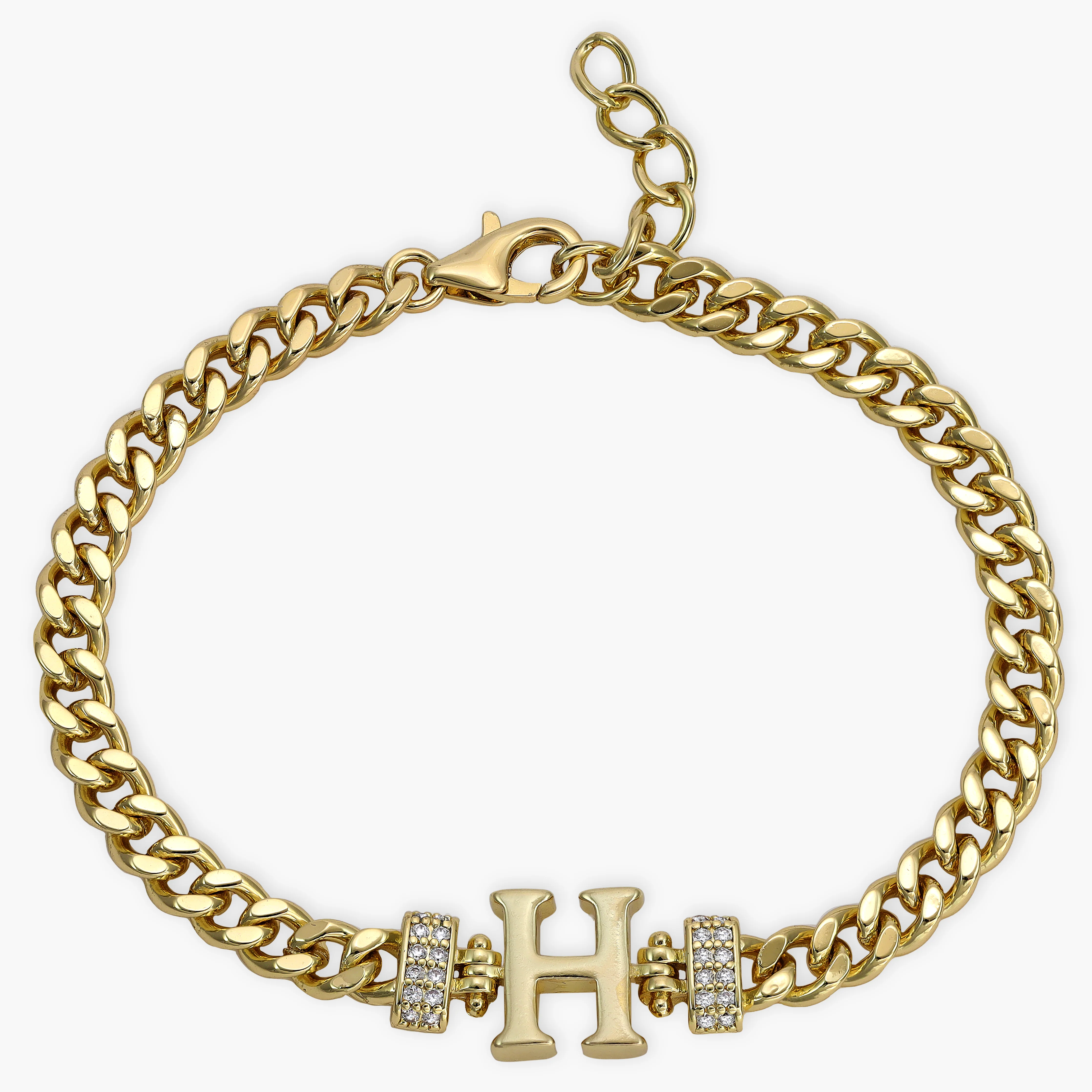 Damen Panzerkette Armband mit Buchstaben A-Z - Vergoldet - Image 23