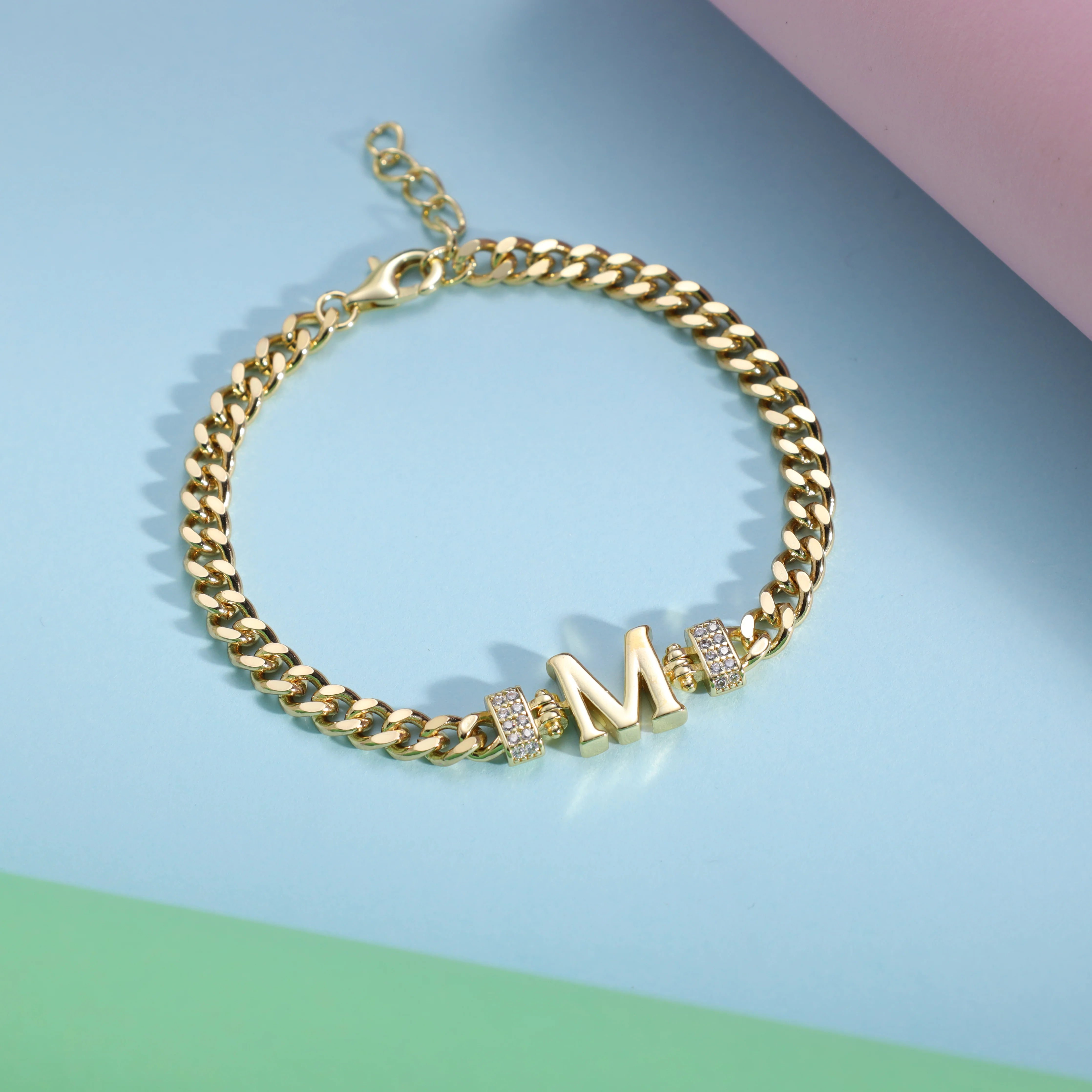 Damen Panzerkette Armband mit Buchstaben A-Z - Vergoldet - Image 39