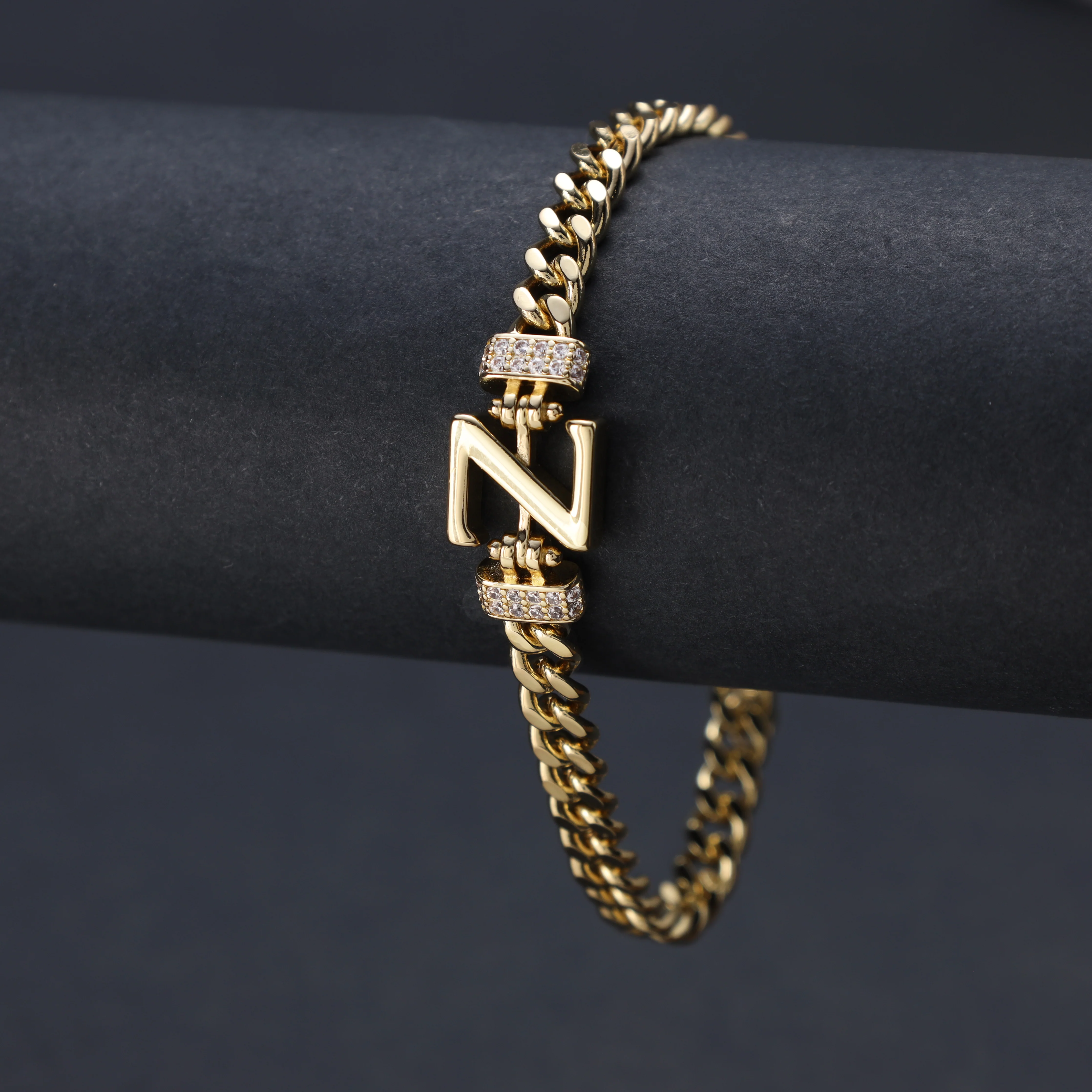 Damen Panzerkette Armband mit Buchstaben A-Z - Vergoldet - Image 73