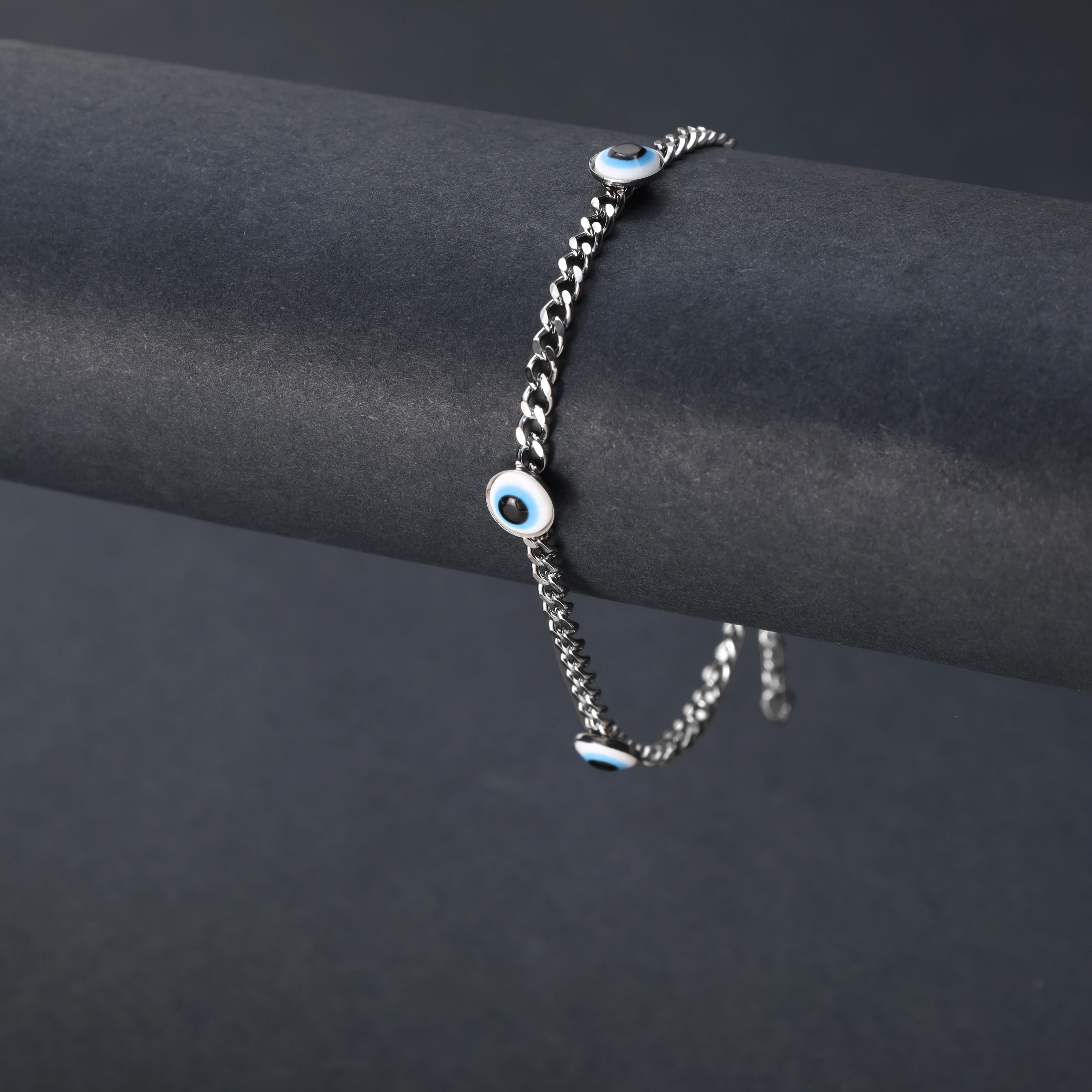 Damen Panzerkette Armband mit Evil Eye aus Edelstahl - Image 3