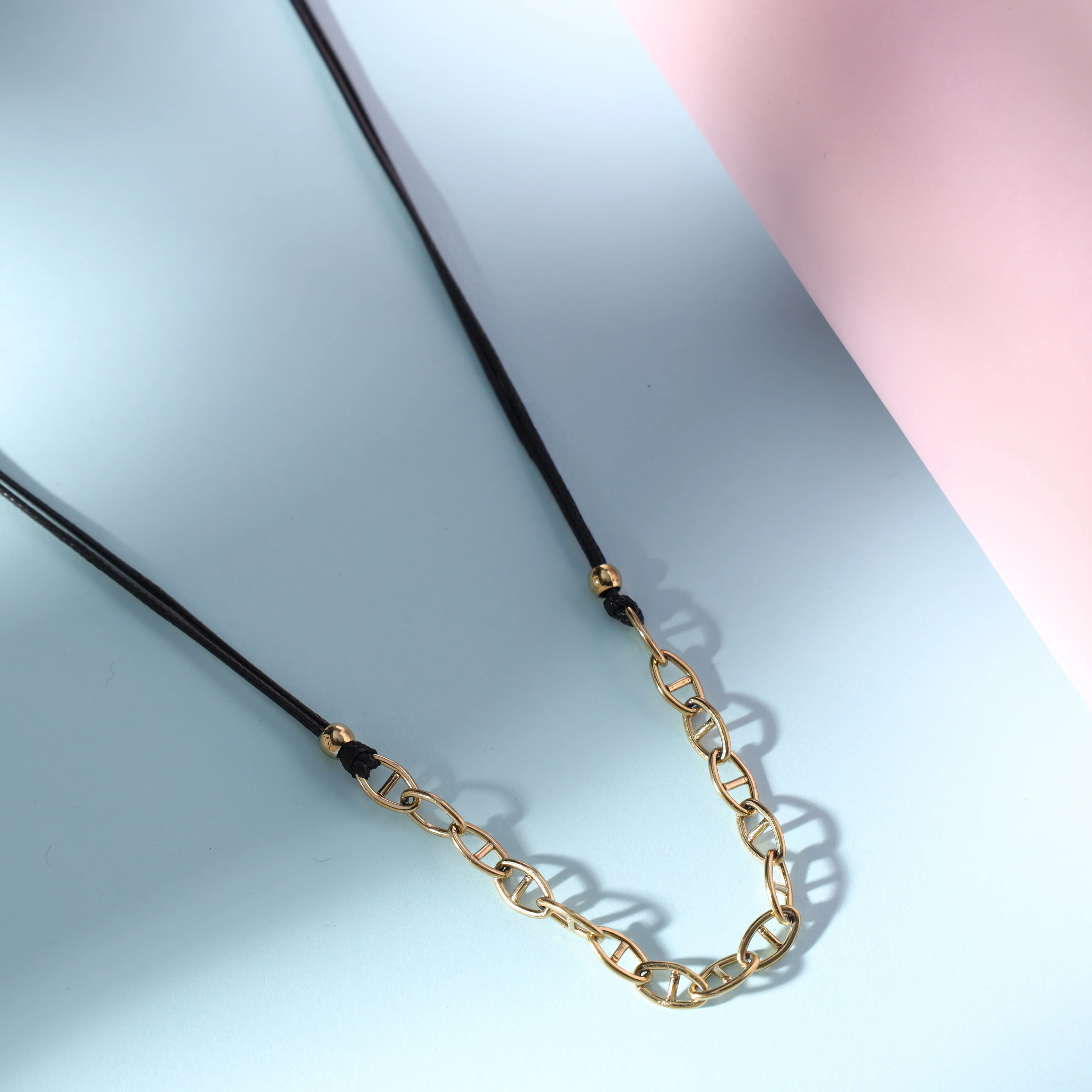 Damenkette aus Nylon und Edelstahl - Vergoldet - Image 2