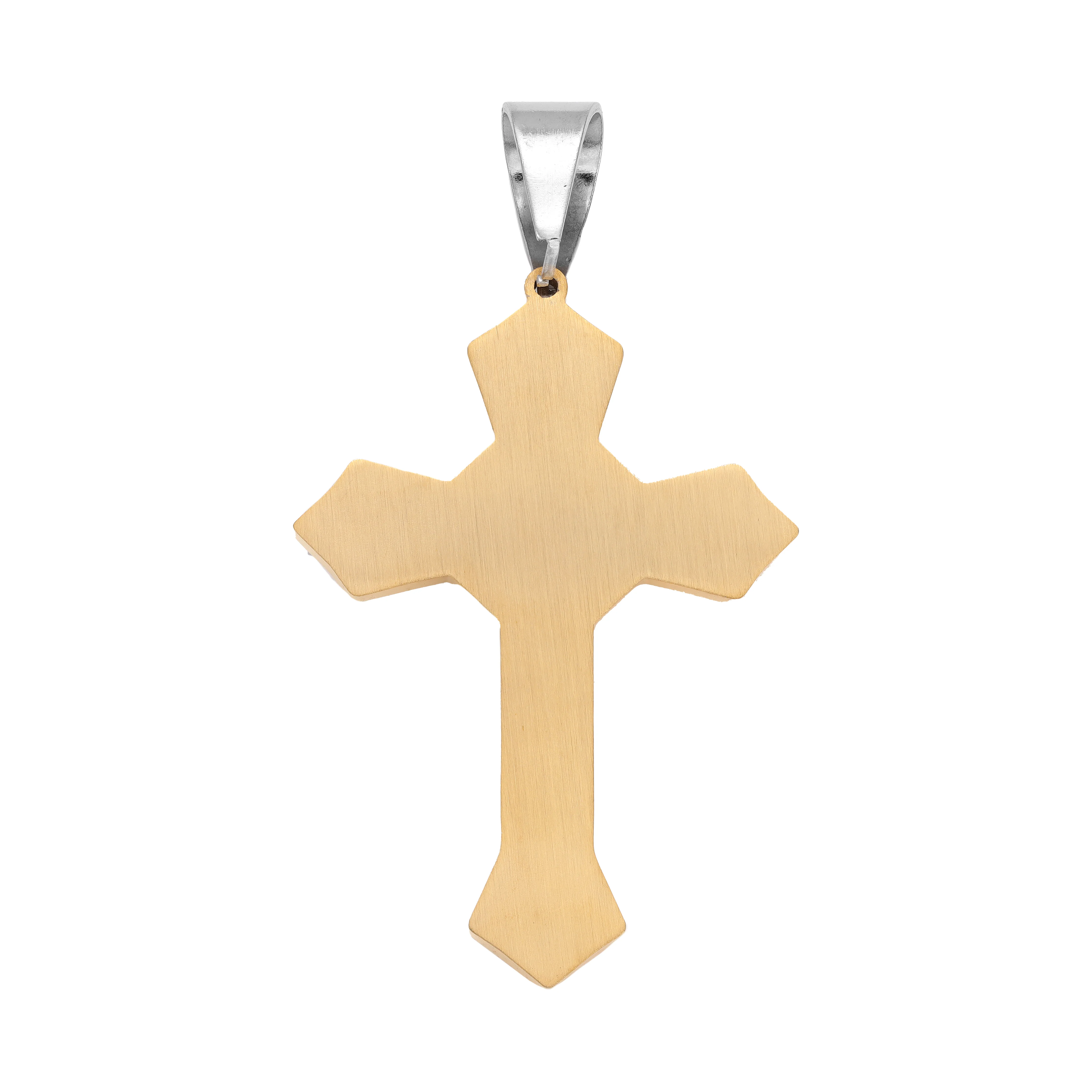 Großer Bicolor Kreuz Anhänger aus Edelstahl - Vergoldet - Image 3