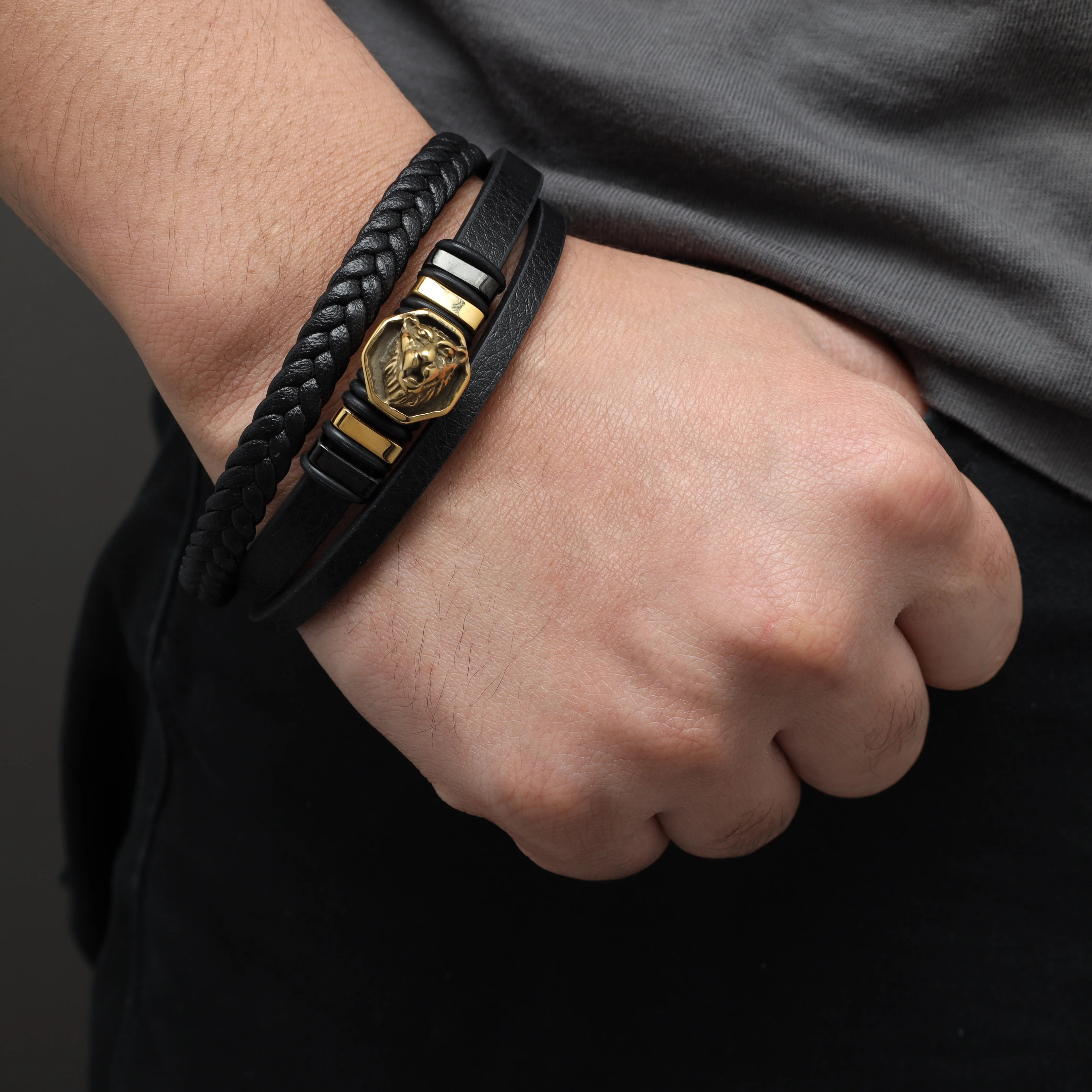 Lederarmband mit Motiv / Verschluss aus Edelstahl - Image 2