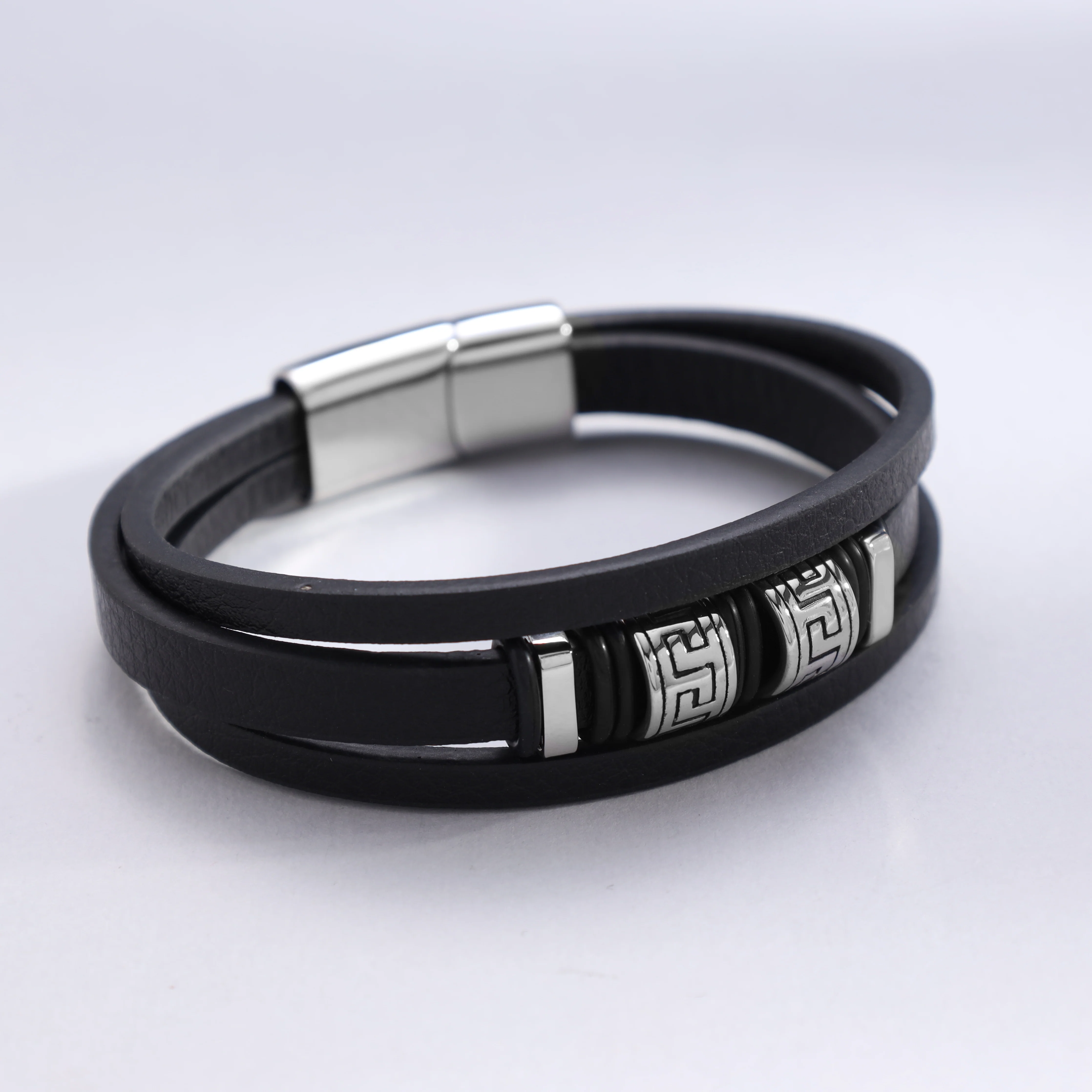 Lederarmband mit Santorini Motiv / Verschluss aus Edelstahl - Image 4