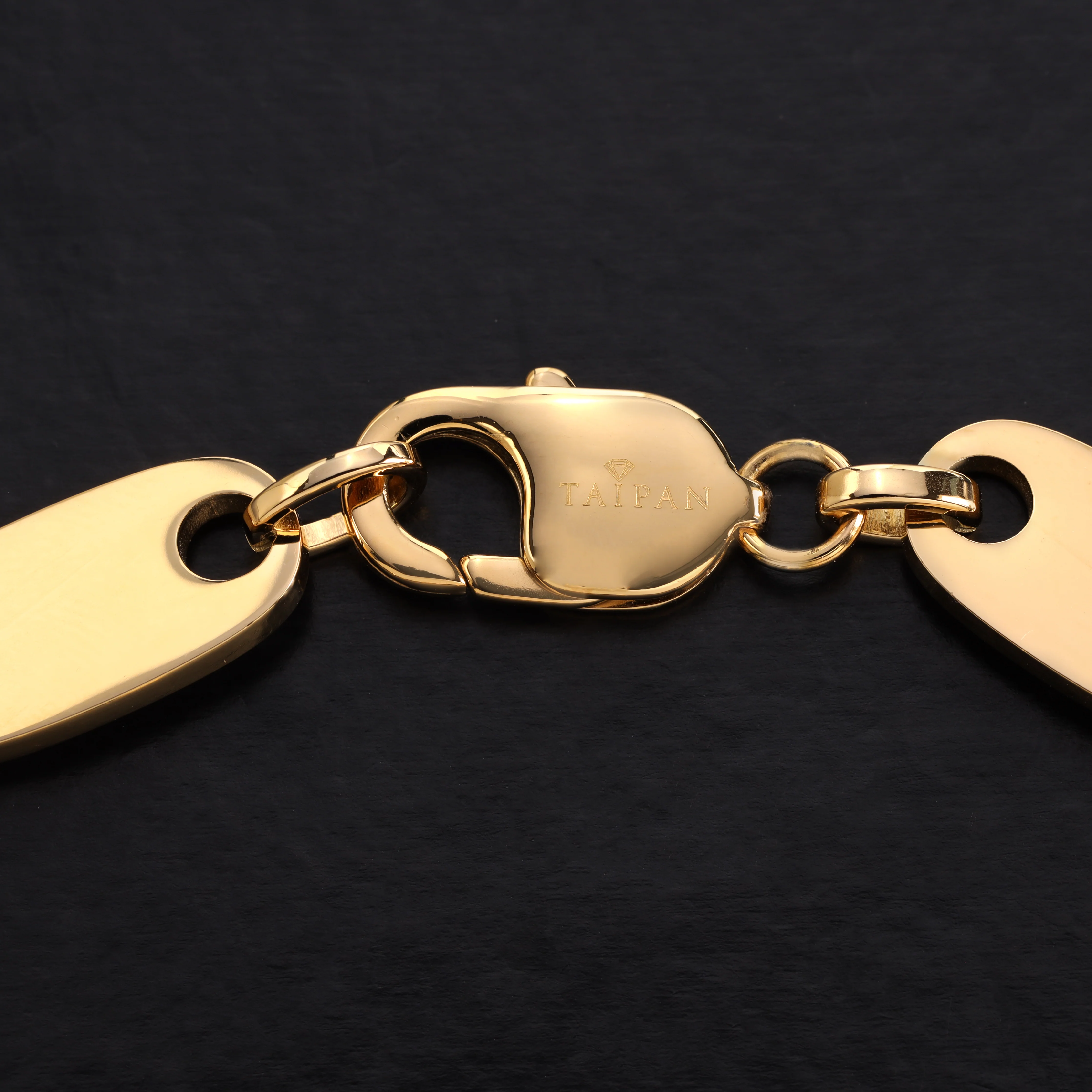 Plattenkette Armband 10mm breit aus Edelstahl - vergoldet - Image 4
