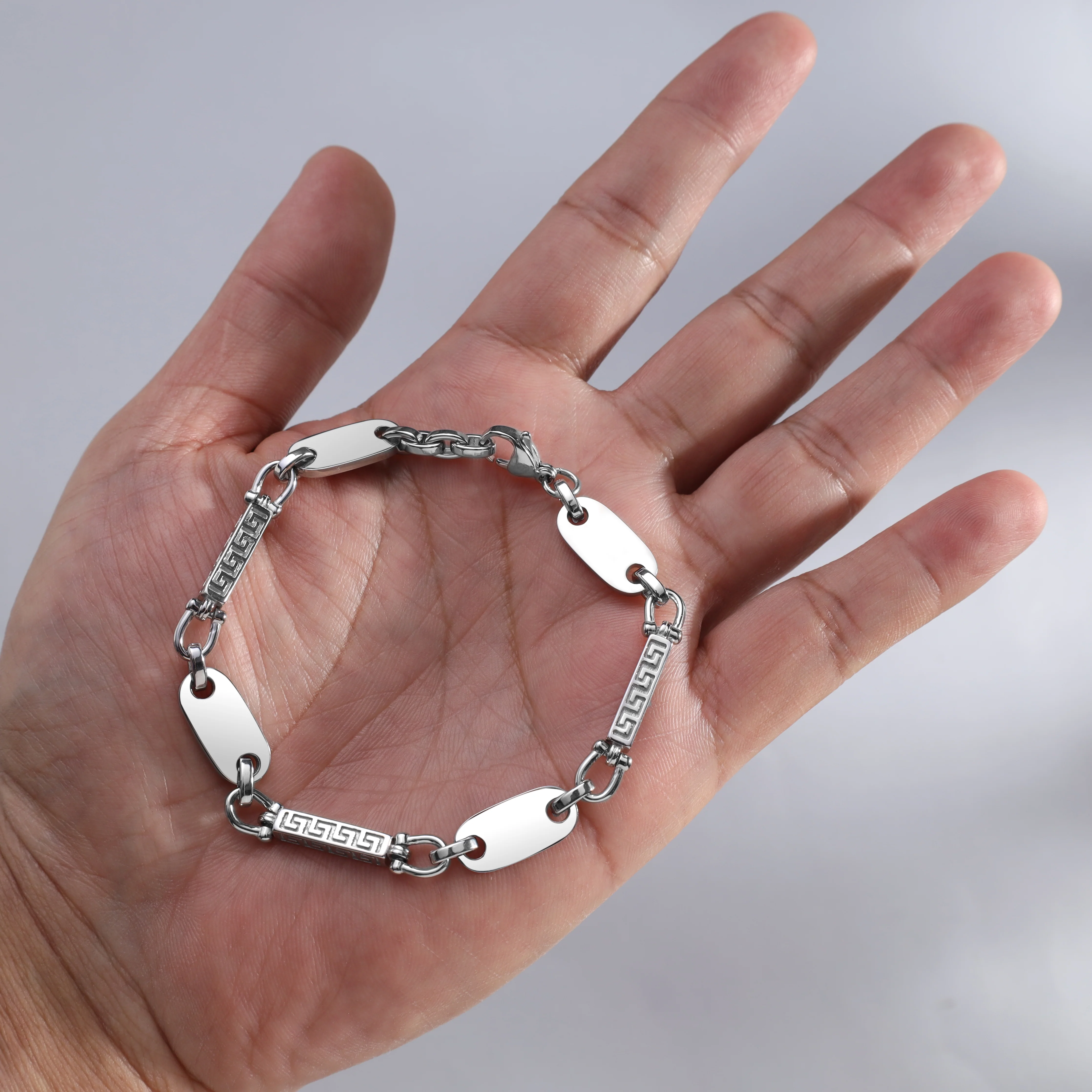Santorini Plattenkette Armband 8,5mm breit aus Edelstahl oriental dream - Image 6