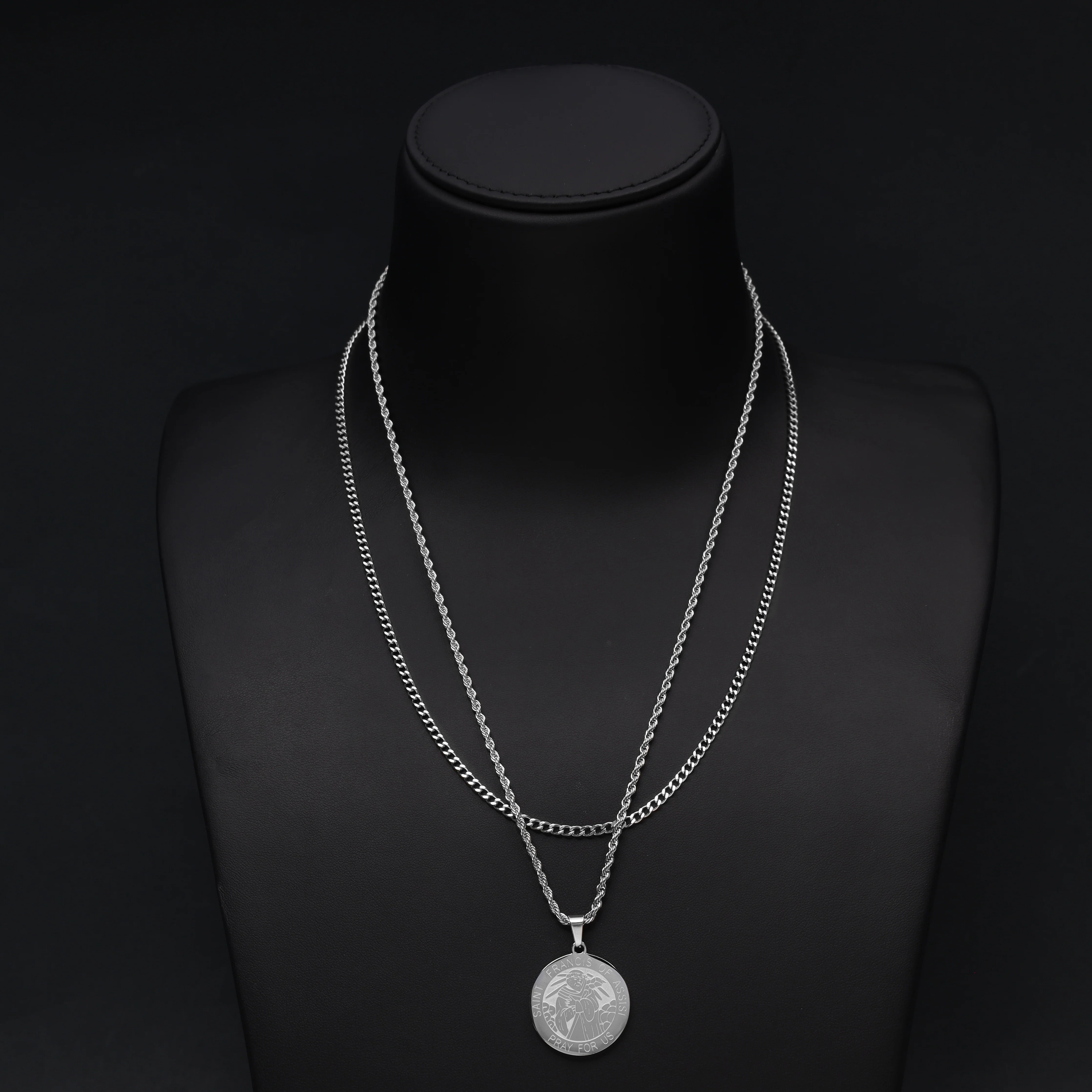 SET Kordelkette + Panzerkette mit Medaillon Anhänger aus Edelstahl - Image 9