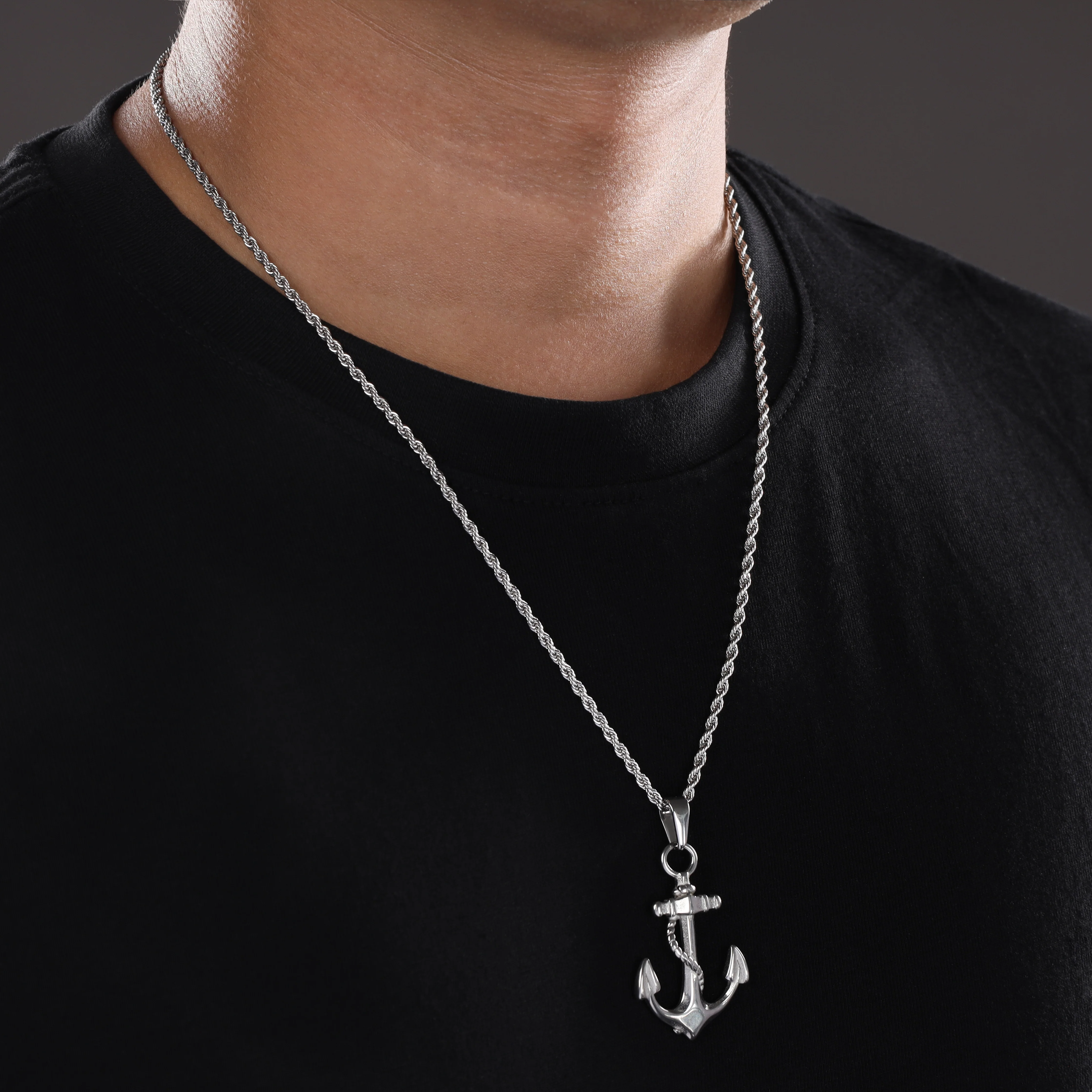 Set Kordelkette Rope Chain mit Anker Anhänger aus Edelstahl - Image 4