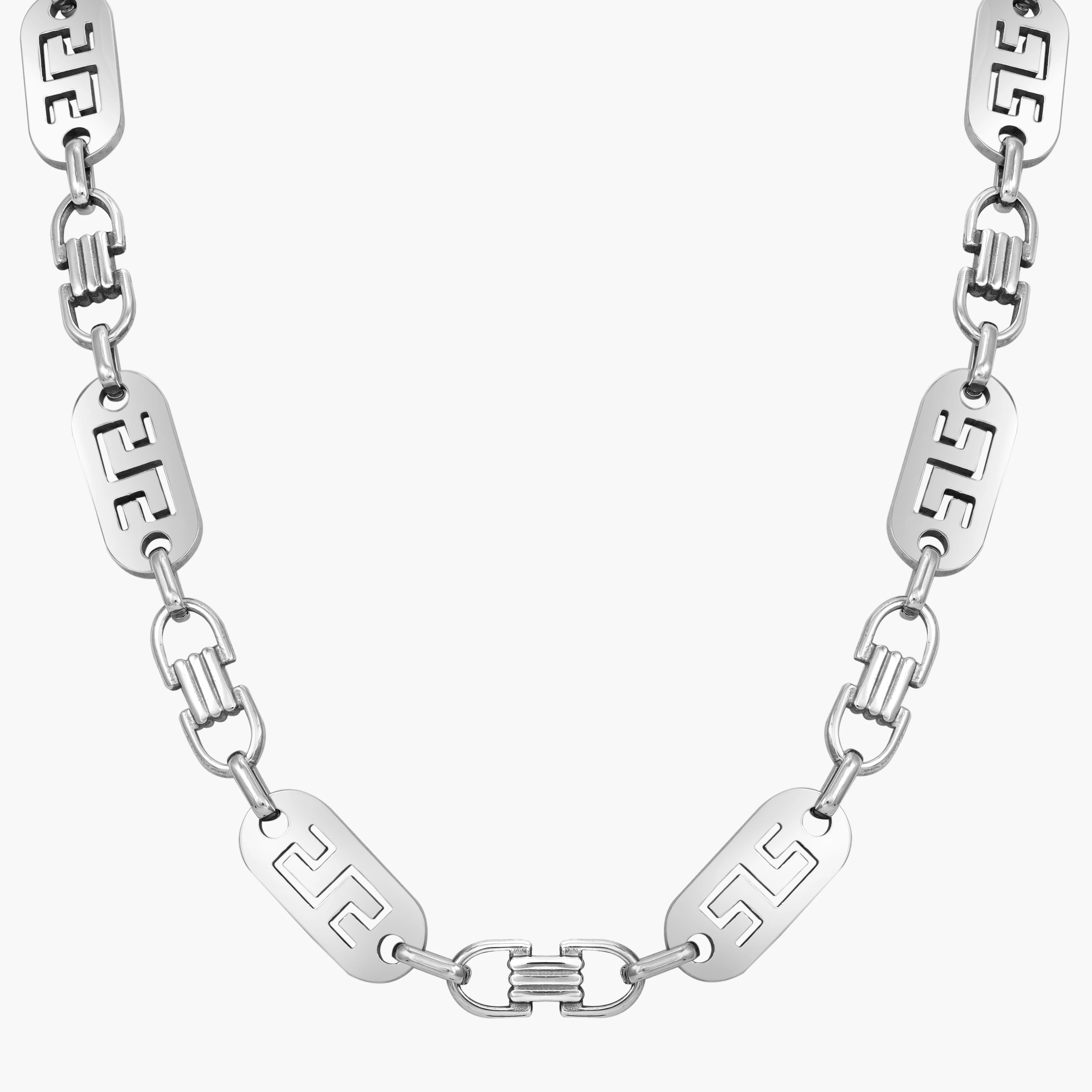 Set Plattenkette Greek Design 10mm breit aus Edelstahl - Image 6