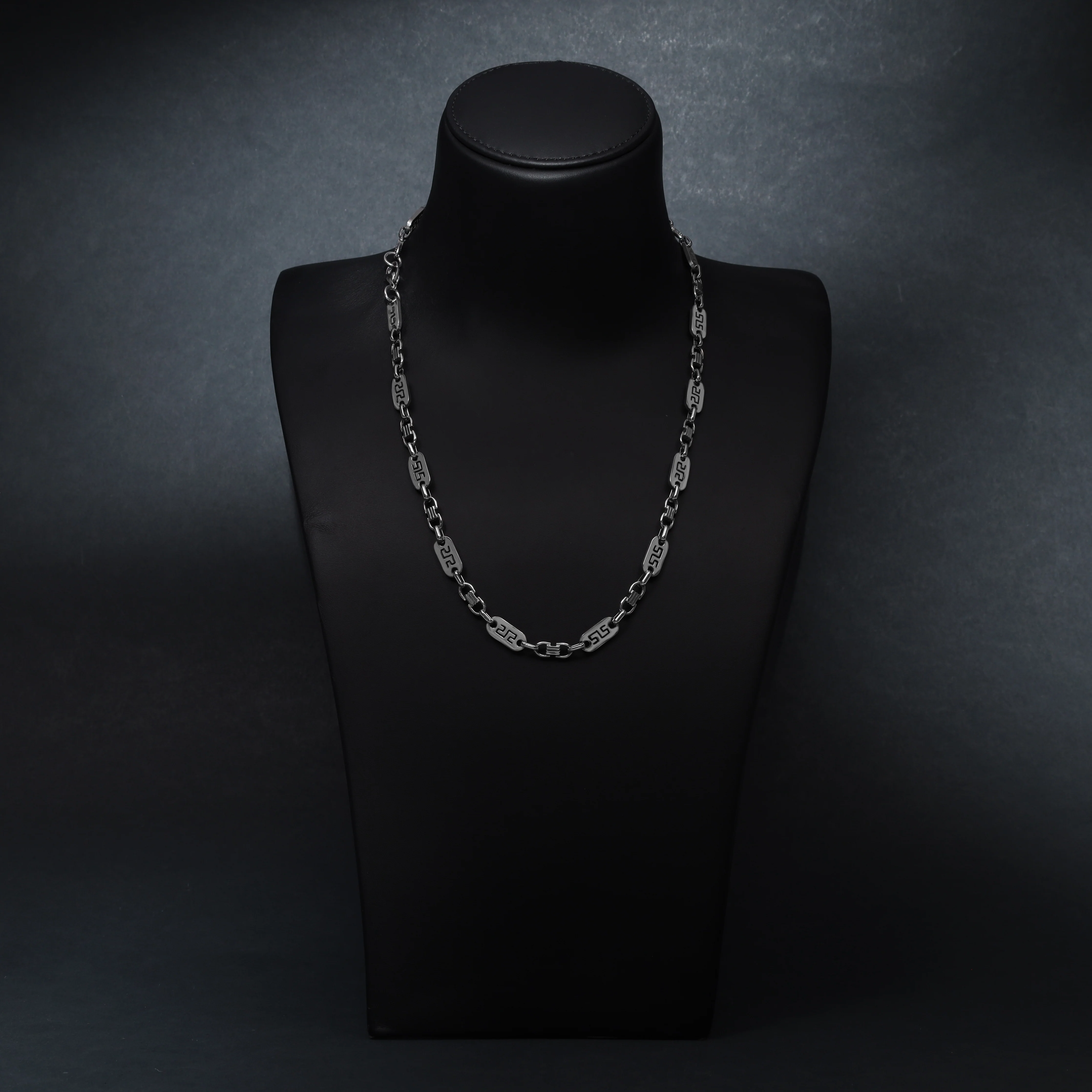 Set Plattenkette Greek Design 8mm breit aus Edelstahl - Image 6